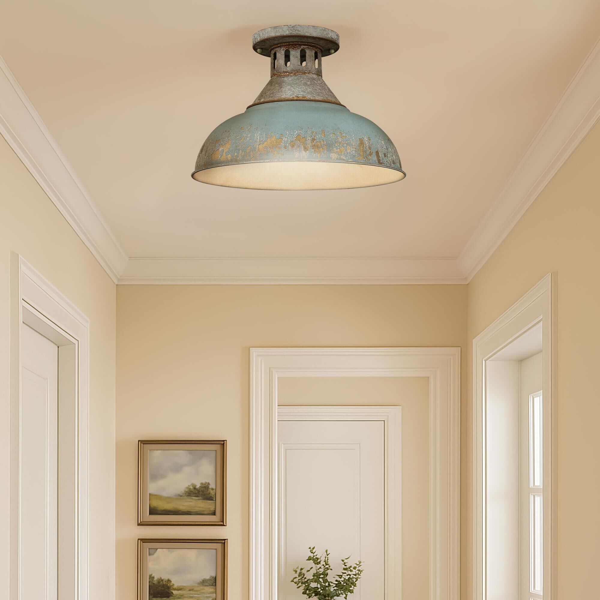 Kinsley 14 Inch 1 Light Semi Flush Mount by Golden Lighting