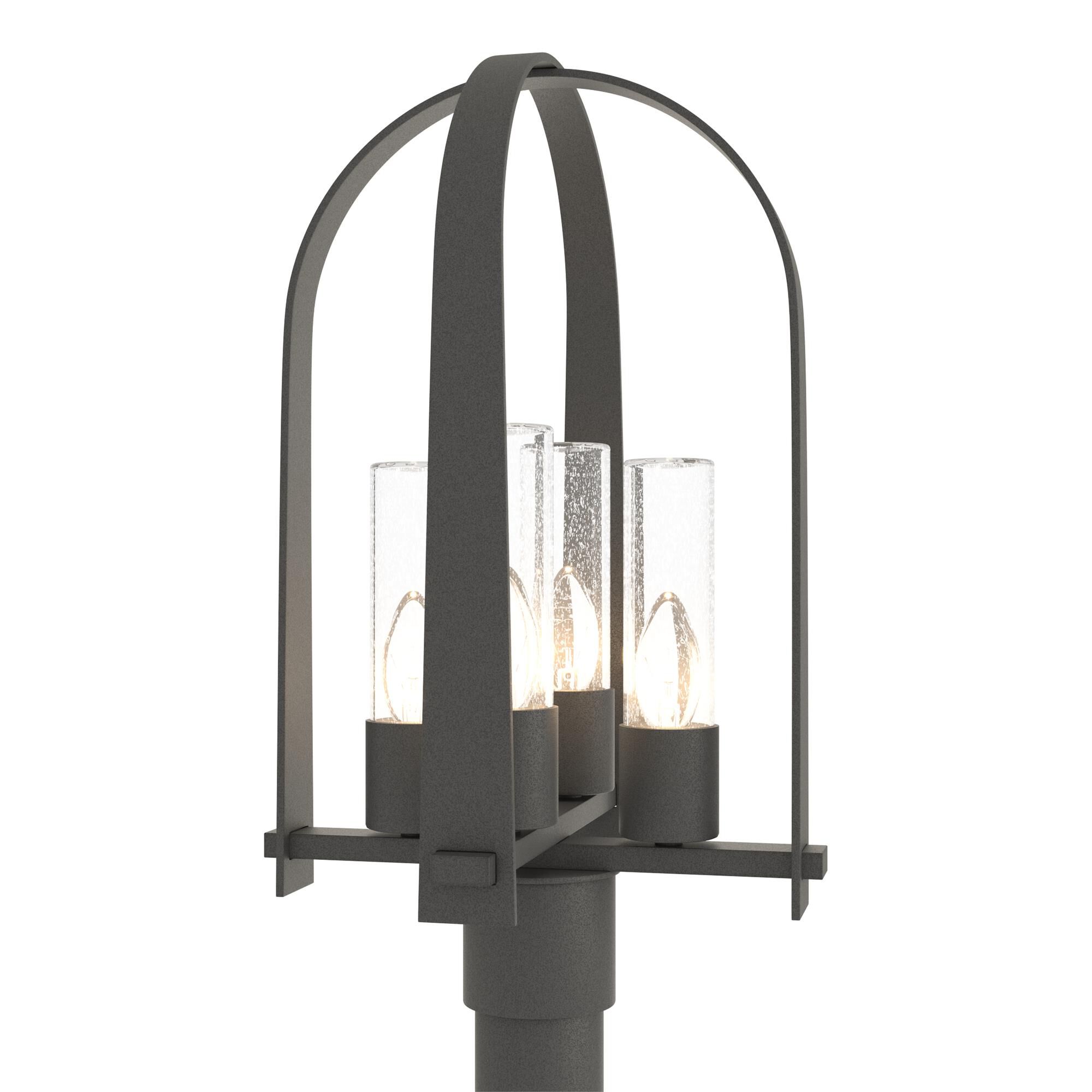 Shown in Natural Iron finish and Seeded Clear glass