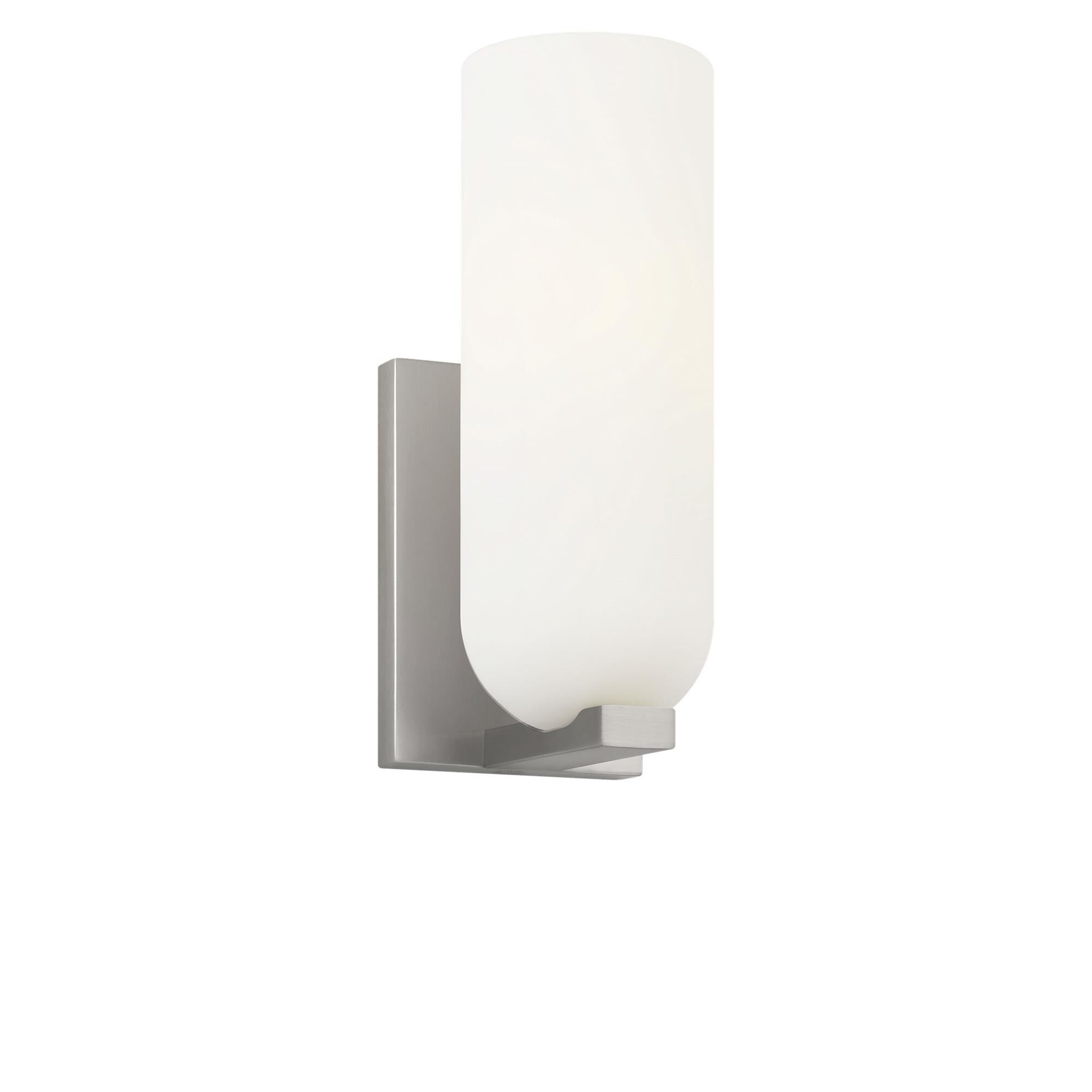 Shown in Brushed Nickel finish and Etched White glass