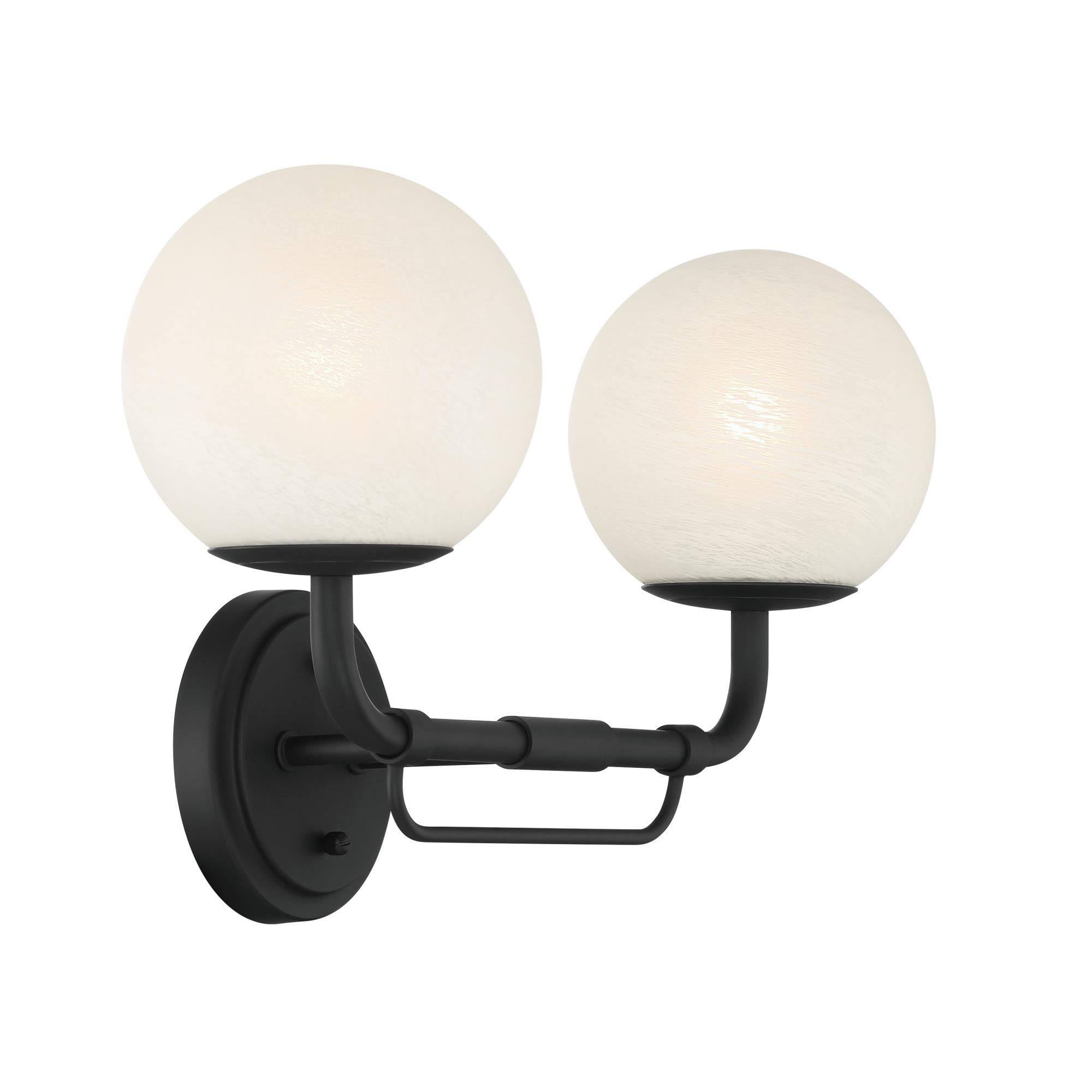 Shown in Dark Matte Black finish and White glass and Etched Alabaster Glass shade