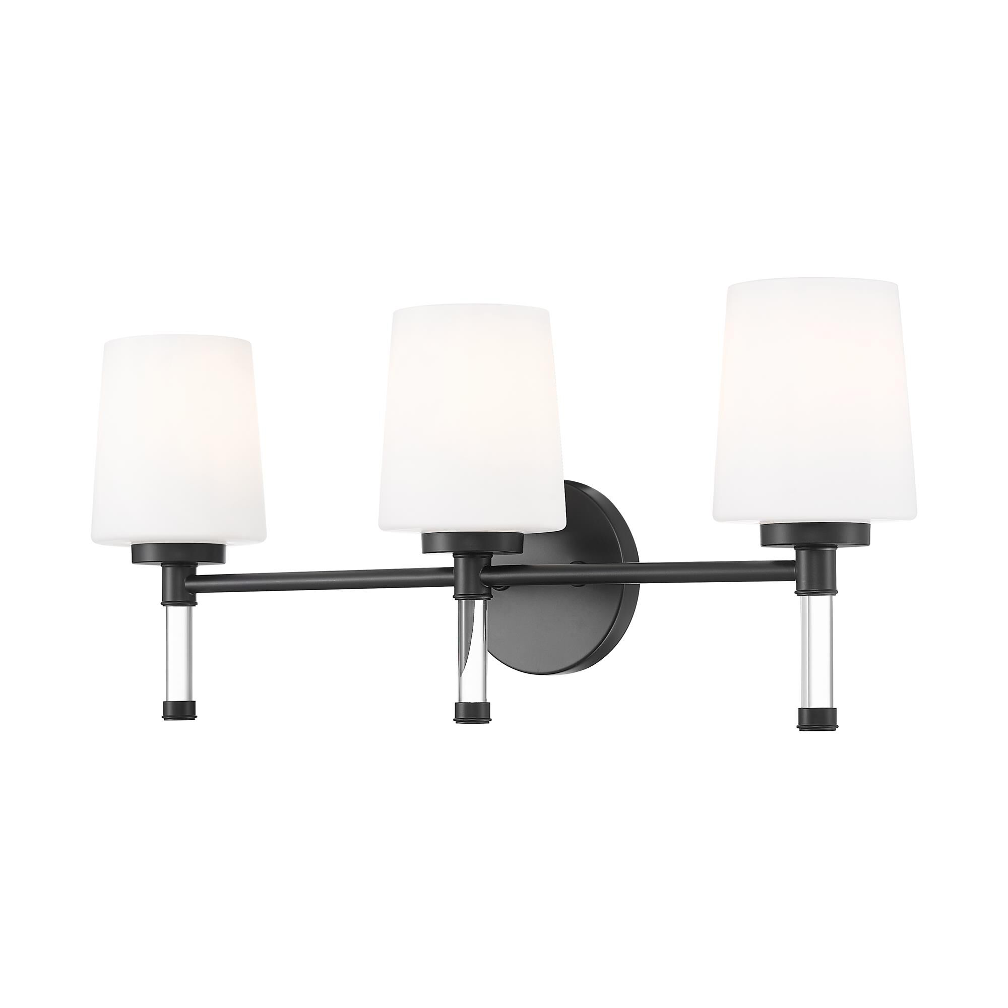 Shown in Matte Black finish and White Opal glass