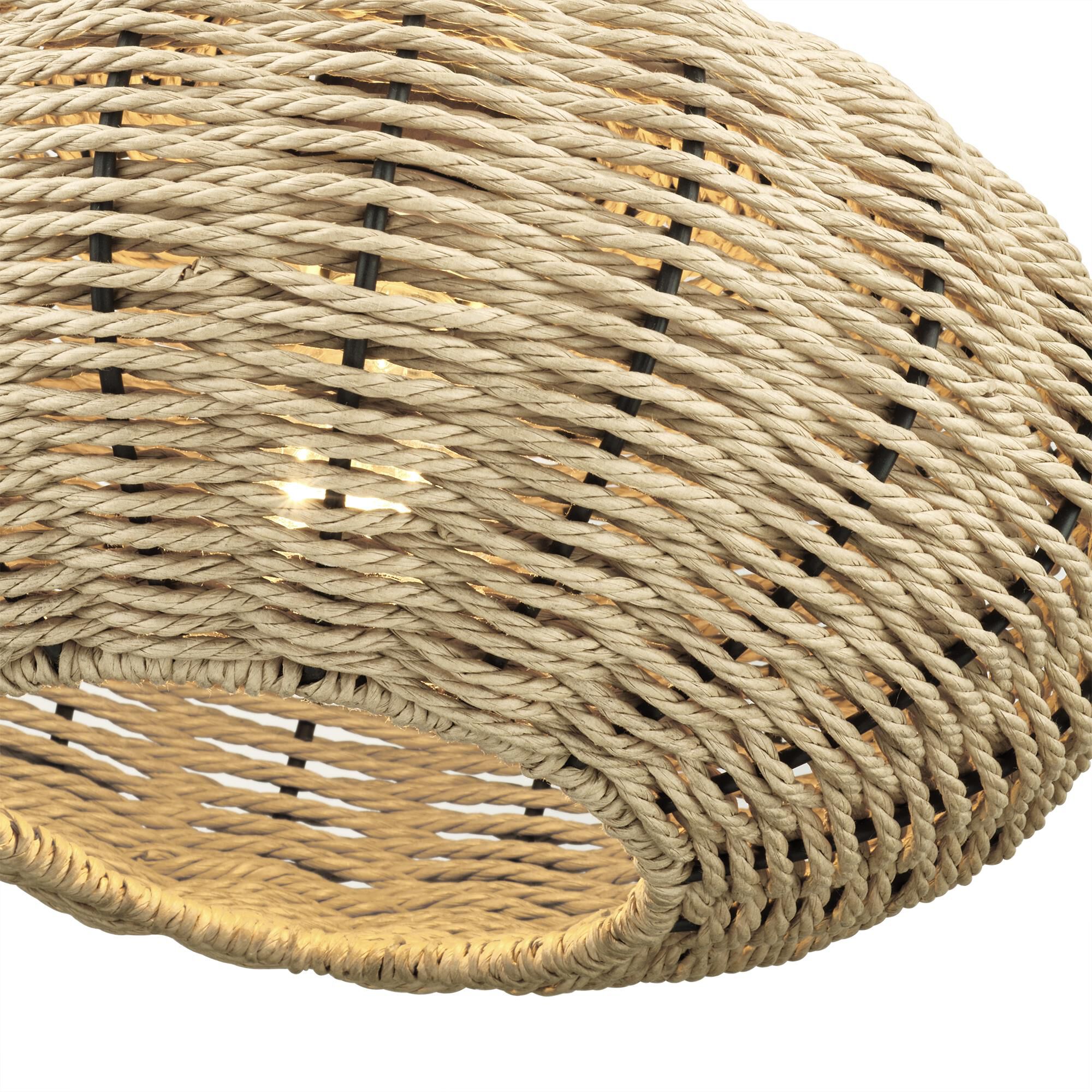 Shown in Antique Gold Leaf finish and Hand-Woven French Beige Paper Rope shade