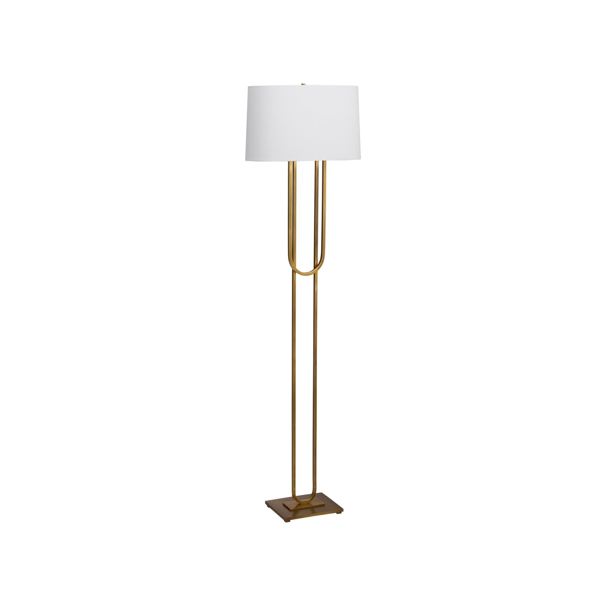 Shown in Gold finish and Linen shade