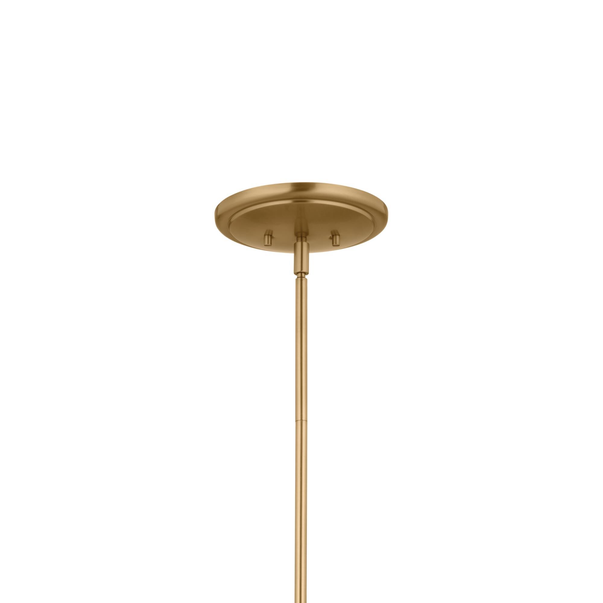 Shown in Brushed Natural Brass finish and Fabric and Bell shade