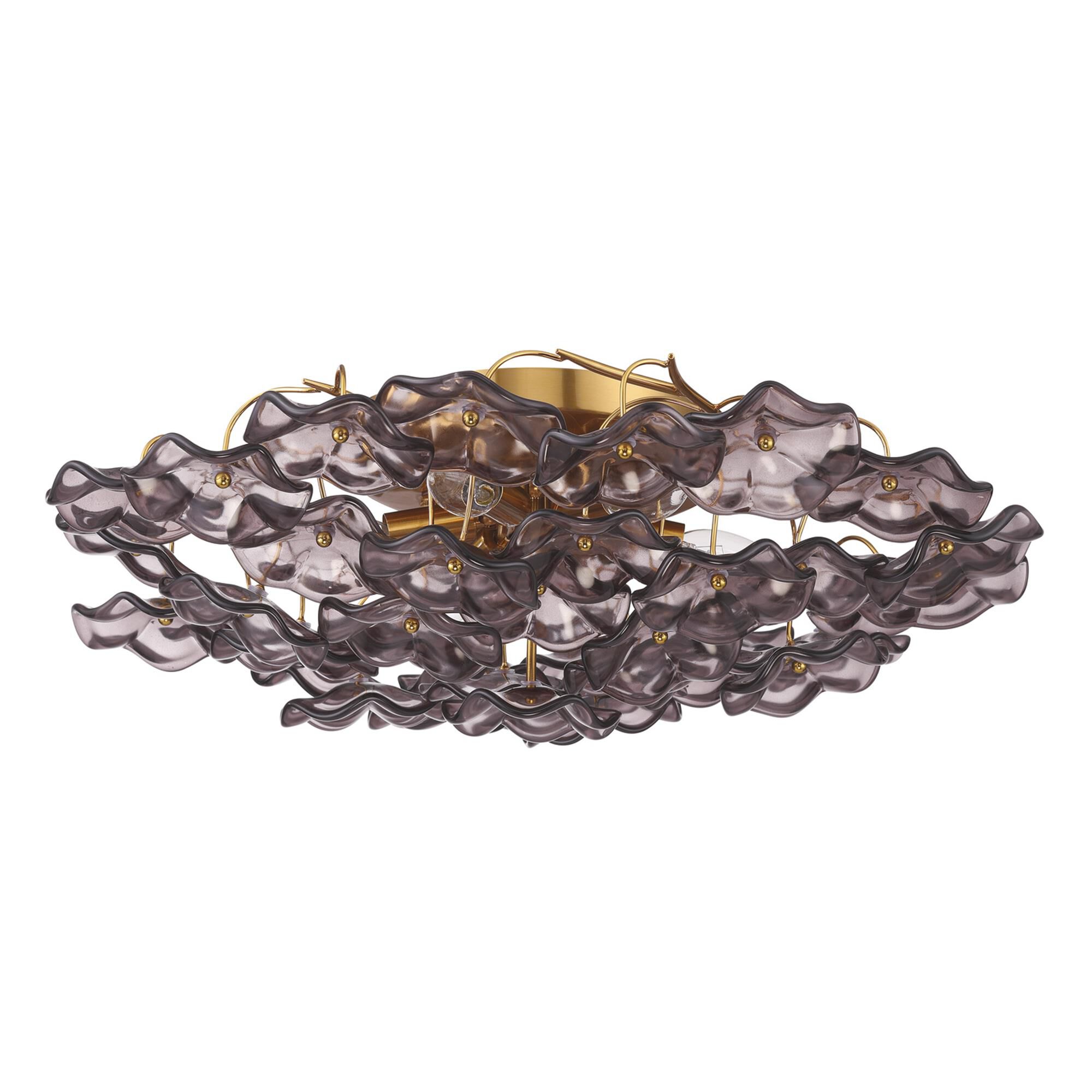 Shown in Aged Brass finish and Floral Glass Petals crystal