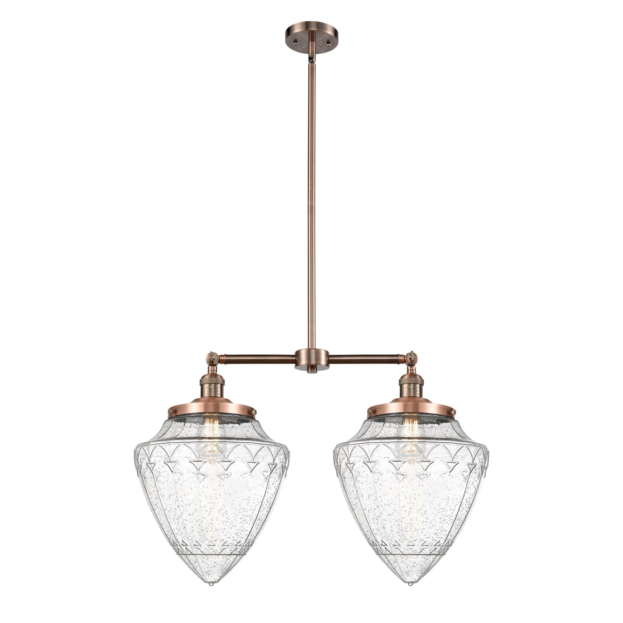 Shown in Antique Copper finish and Seedy glass