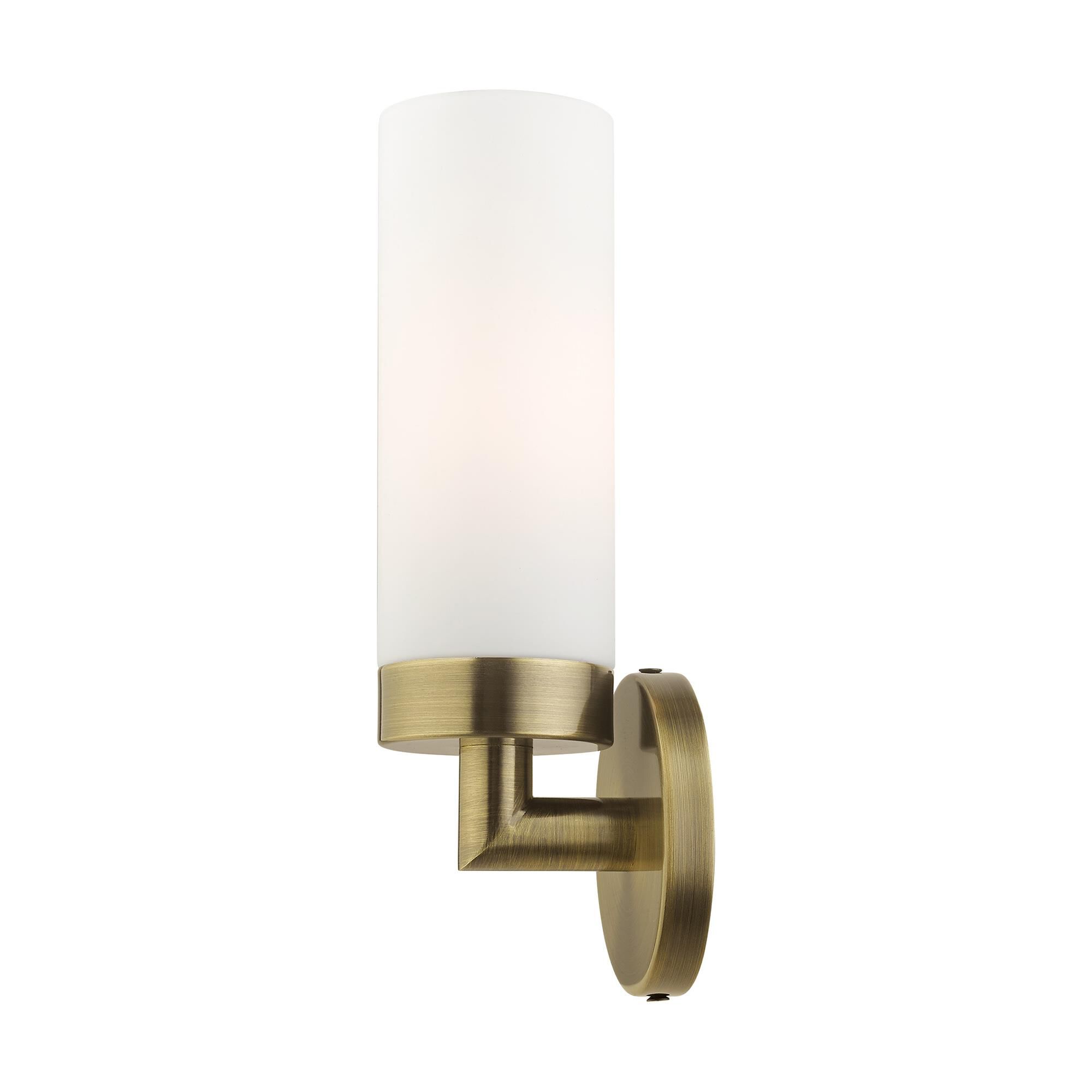 Shown in Antique Brass finish and Hand Blown Satin Opal White glass and Hand Blown Satin Opal White Glass shade