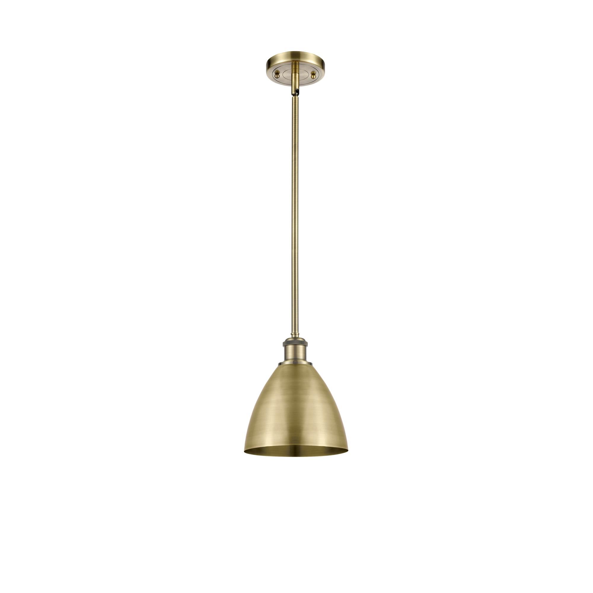 Shown in Antique Brass finish and Antique Brass Ballston Dome shade
