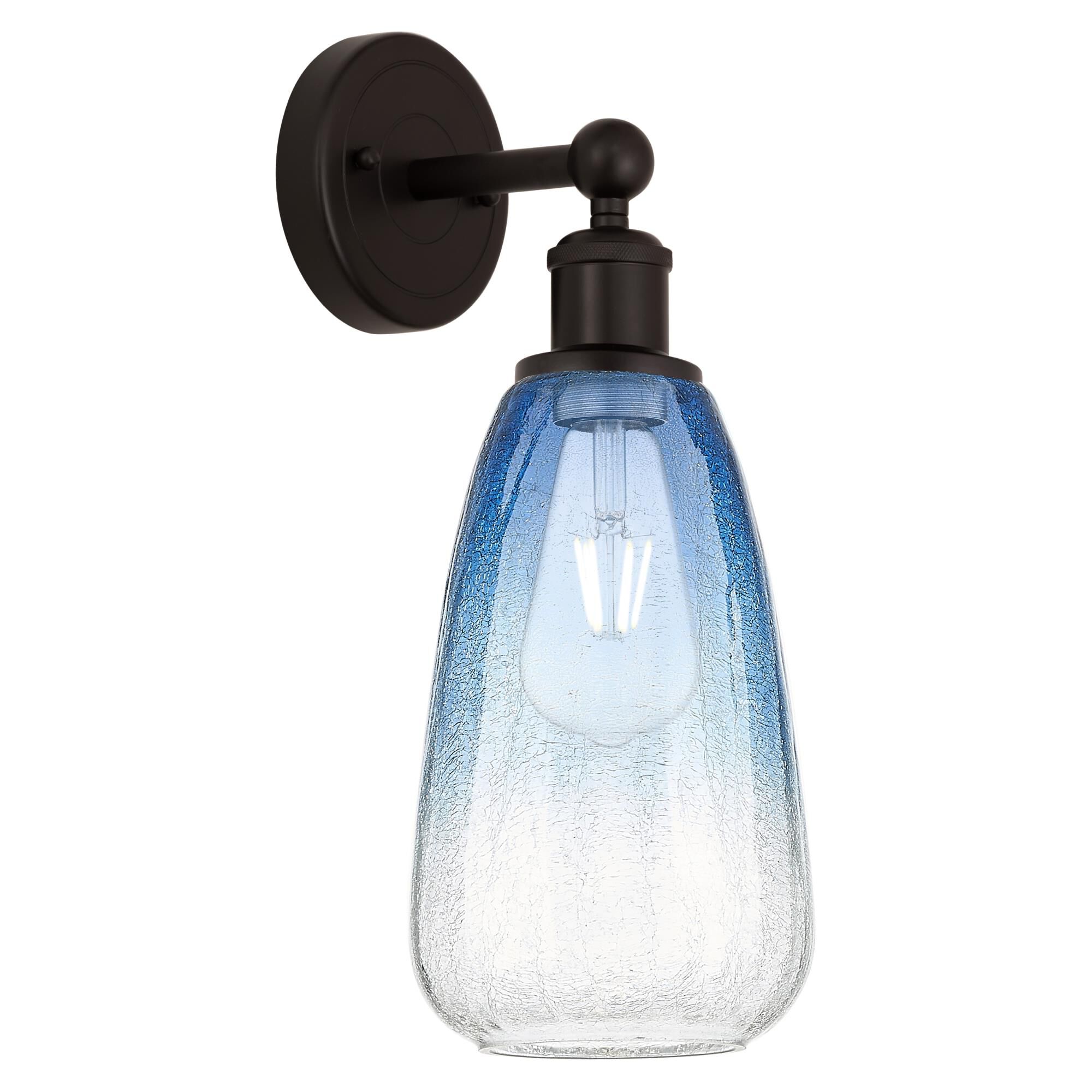 Shown in Oil Rubbed Bronze finish and Sapphire Blue glass