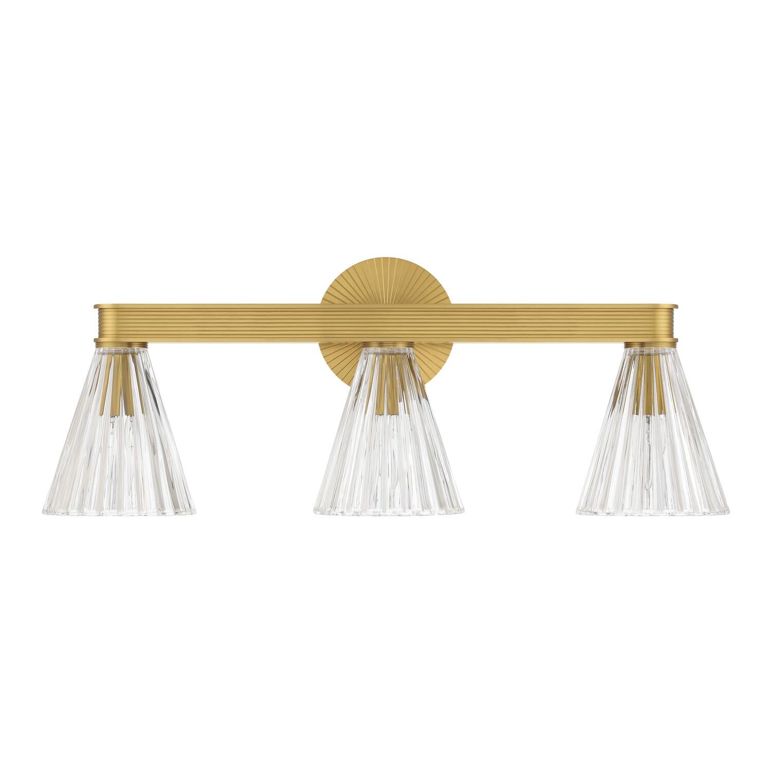 Shown in Luxe Gold finish and Glass shade