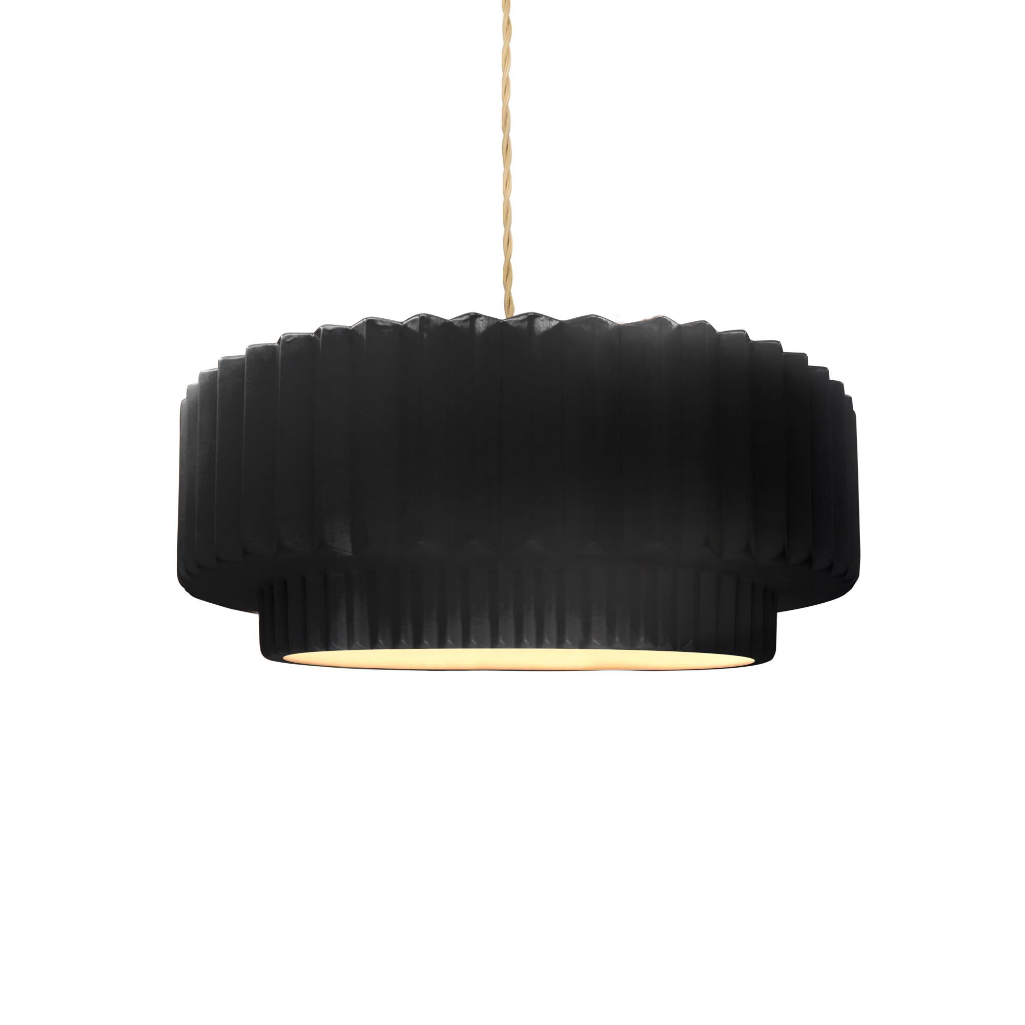 Shown in Brushed Nickel finish and Gloss Black shade
