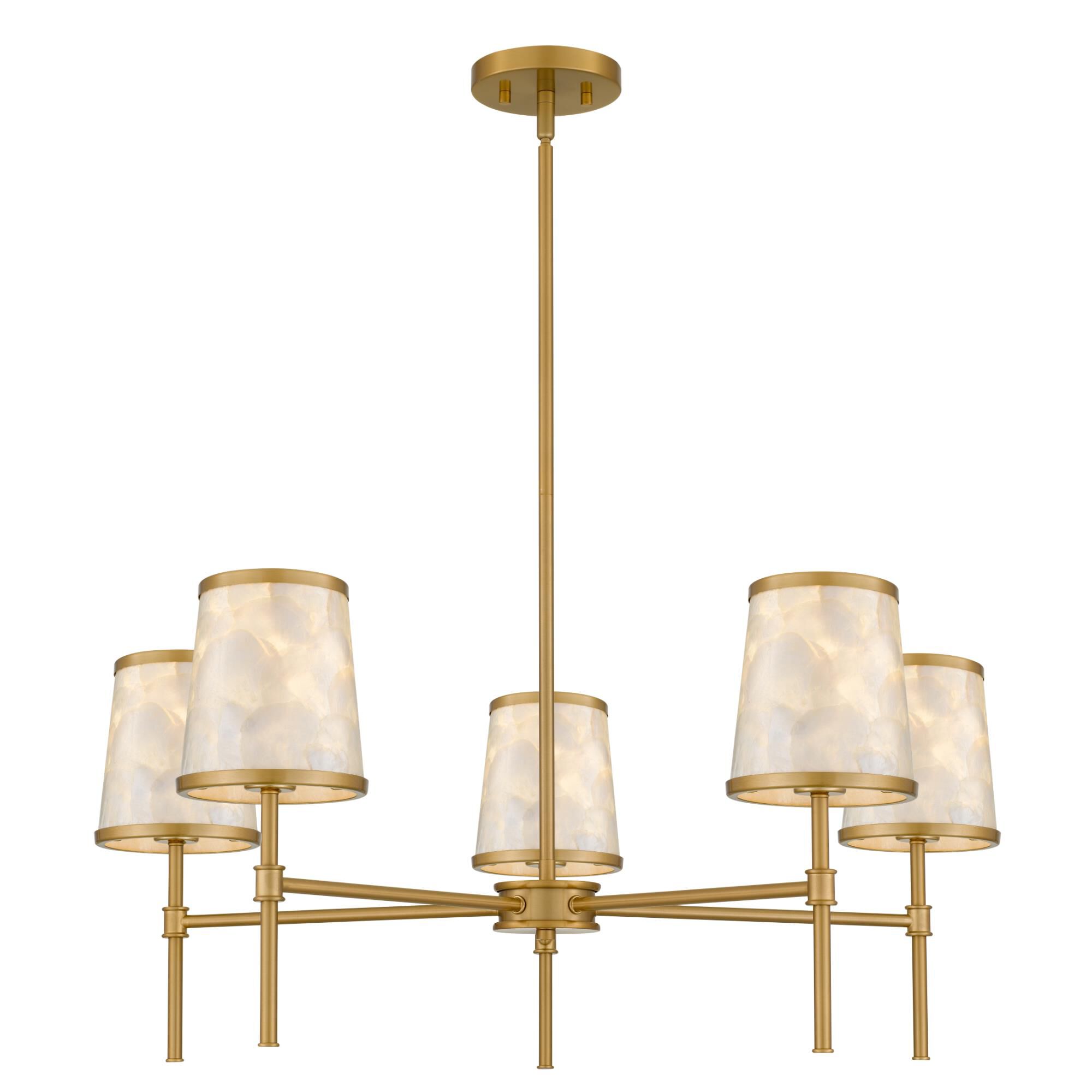 Shown in Brushed Gold finish and Capiz Shell shade