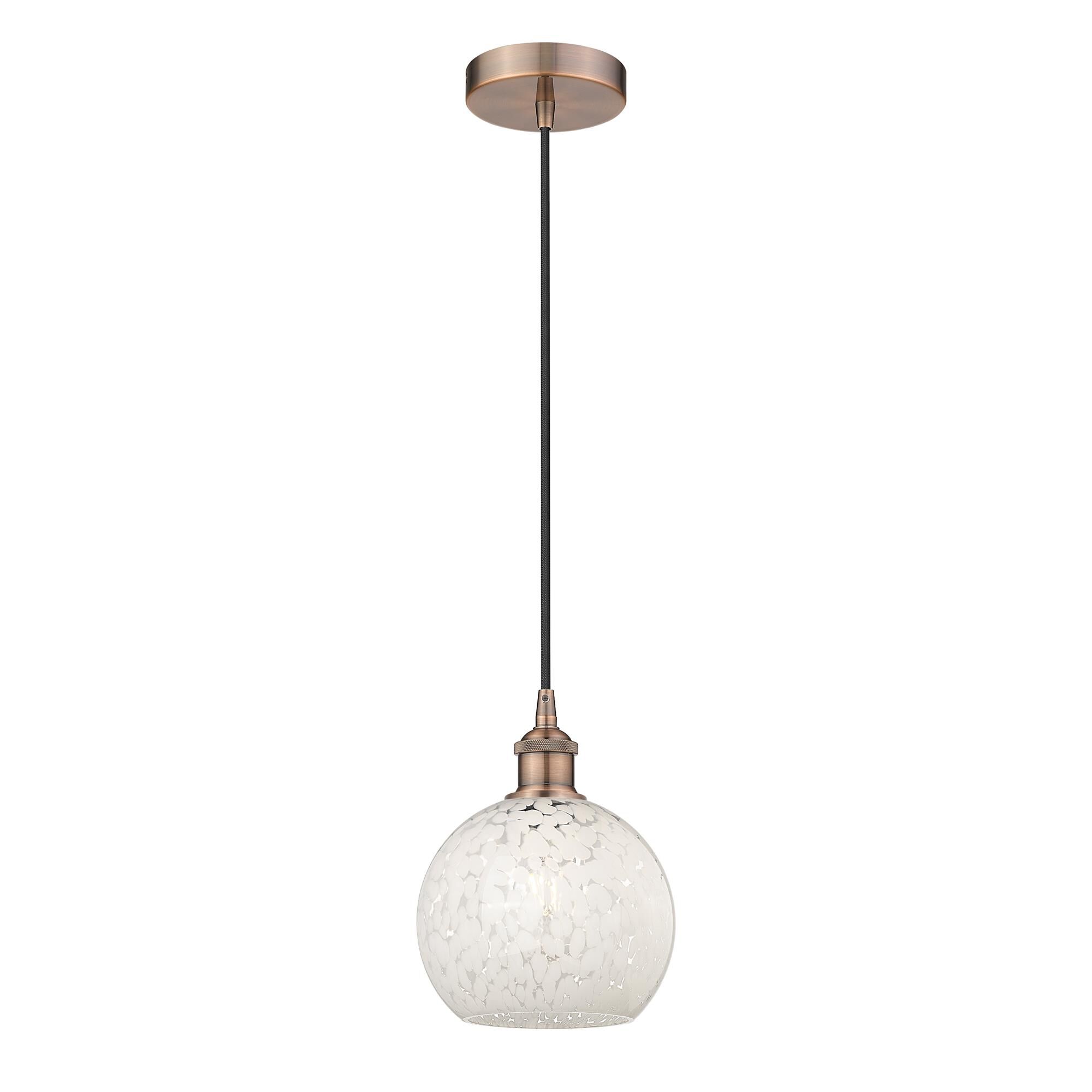Shown in Antique Copper finish and White Mouchette glass