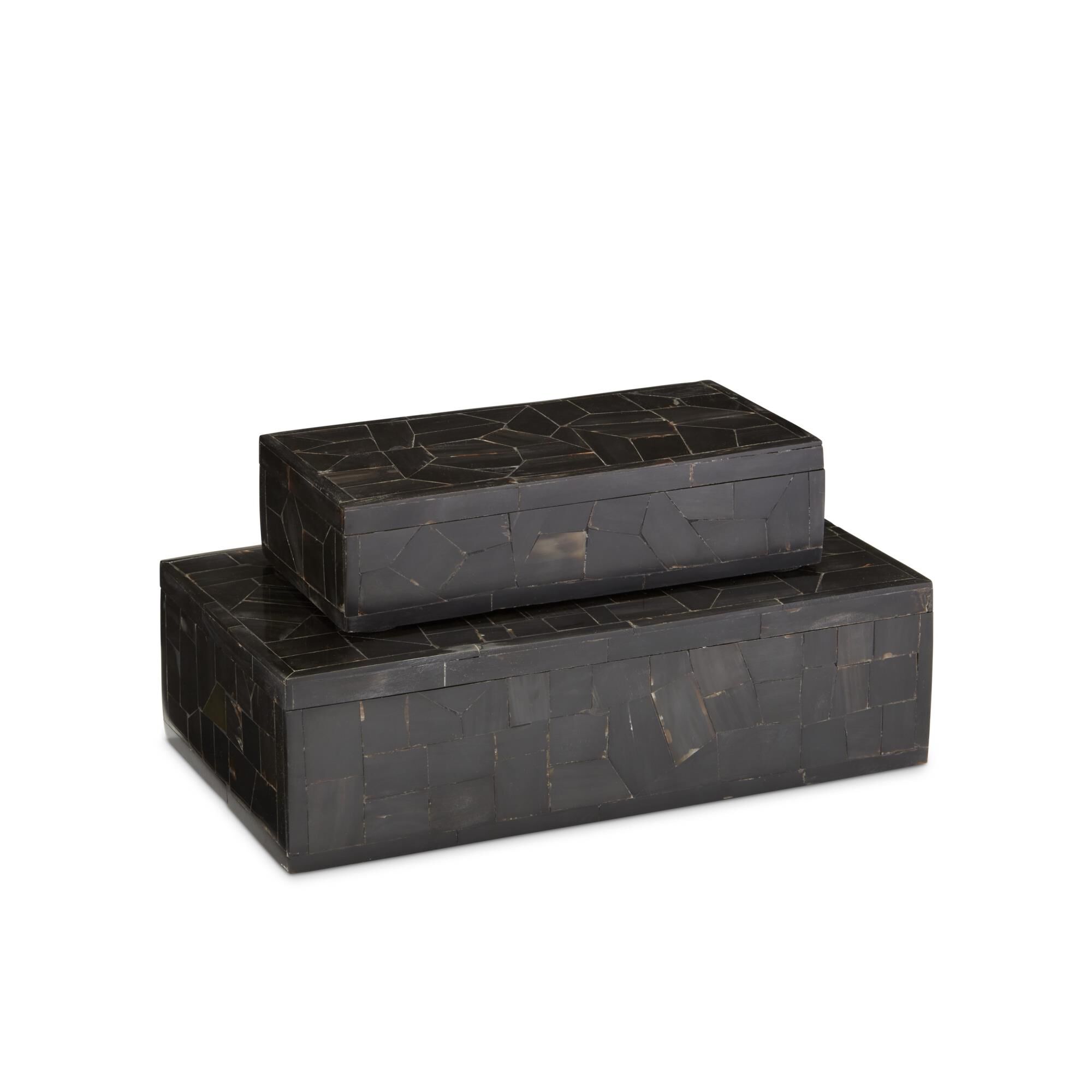 Black Bone Mosaic Box Set of 2 Accent Box by Currey and Company