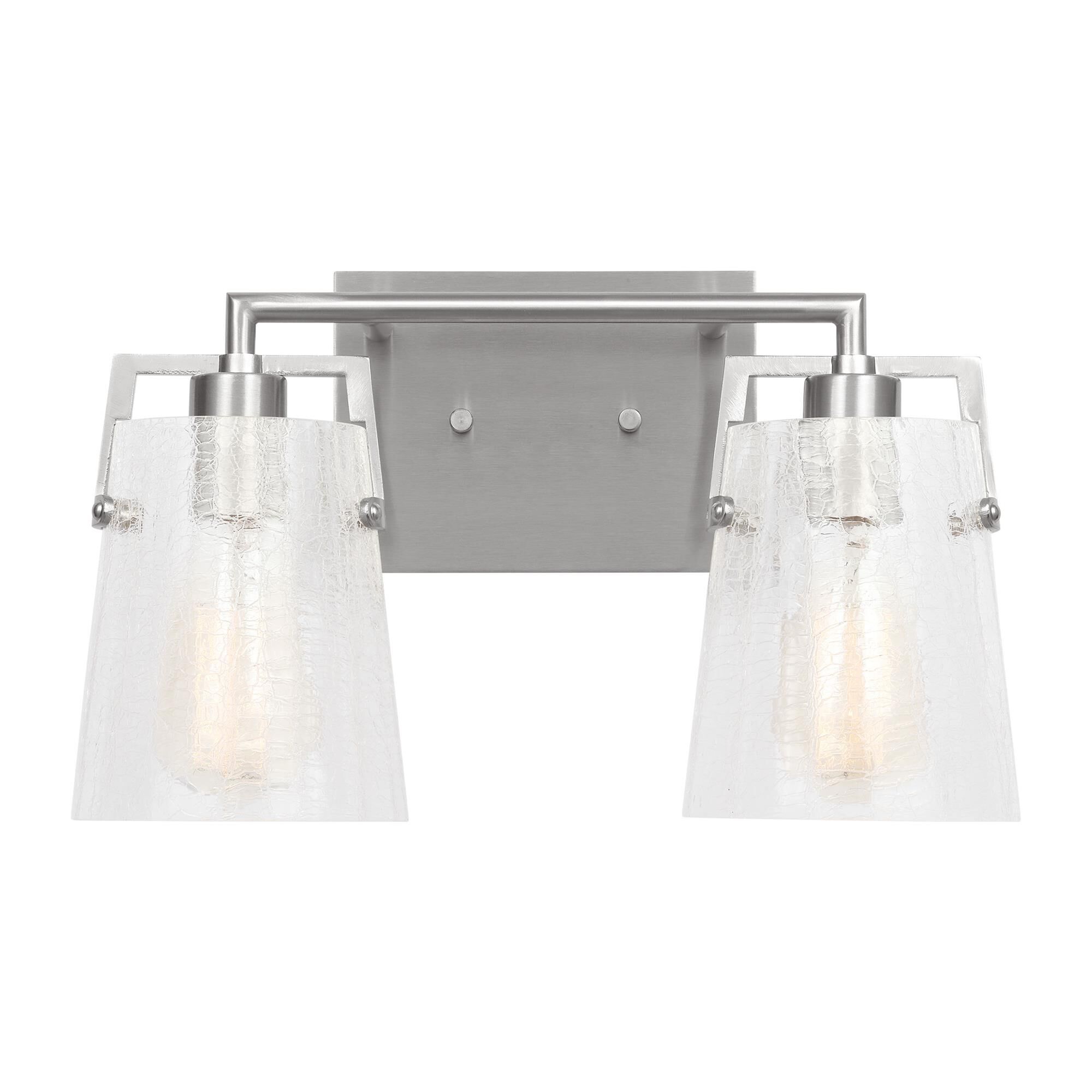 Shown in Brushed Nickel finish and Clear Crackle glass