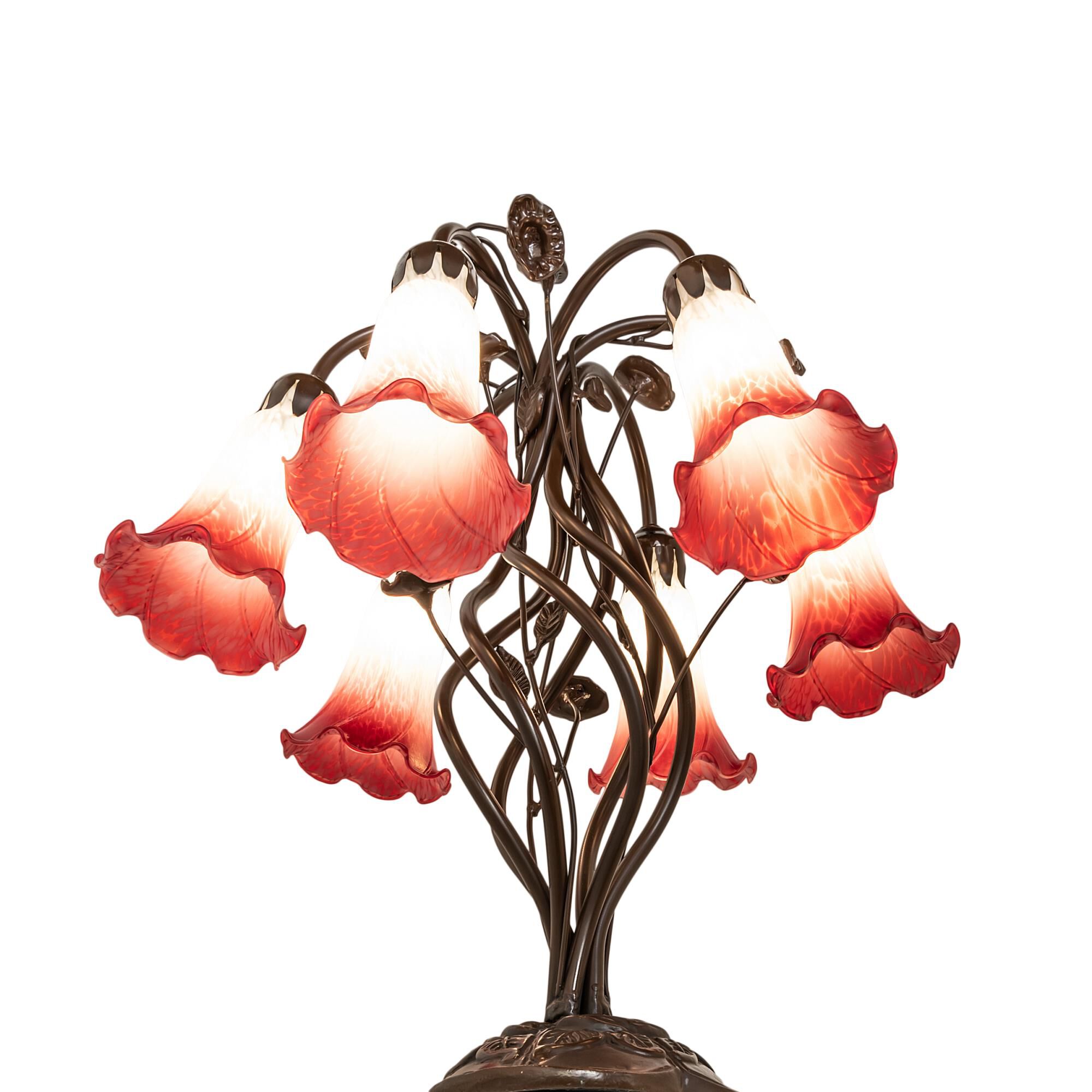 Red and White Pond Lily 19 Inch Table Lamp by Meyda Lighting