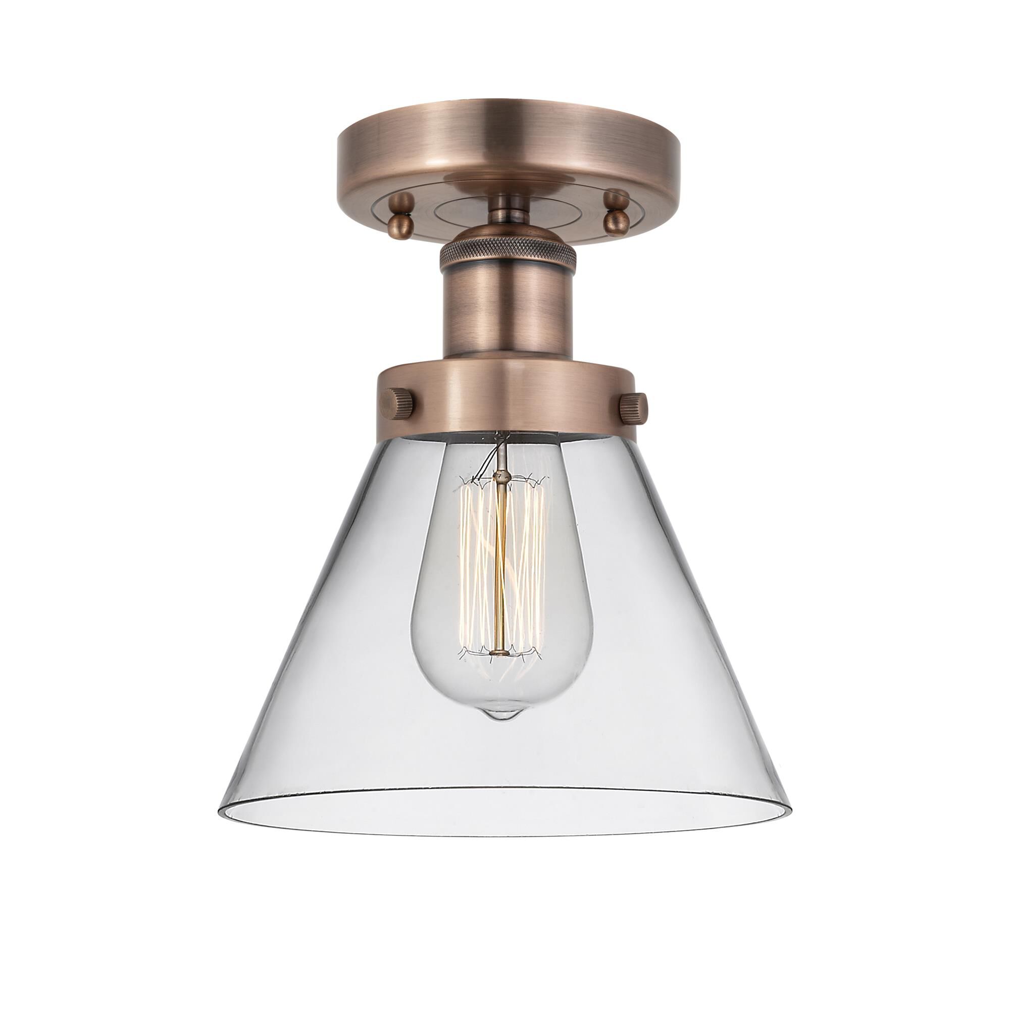 Shown in Antique Copper finish and Clear glass