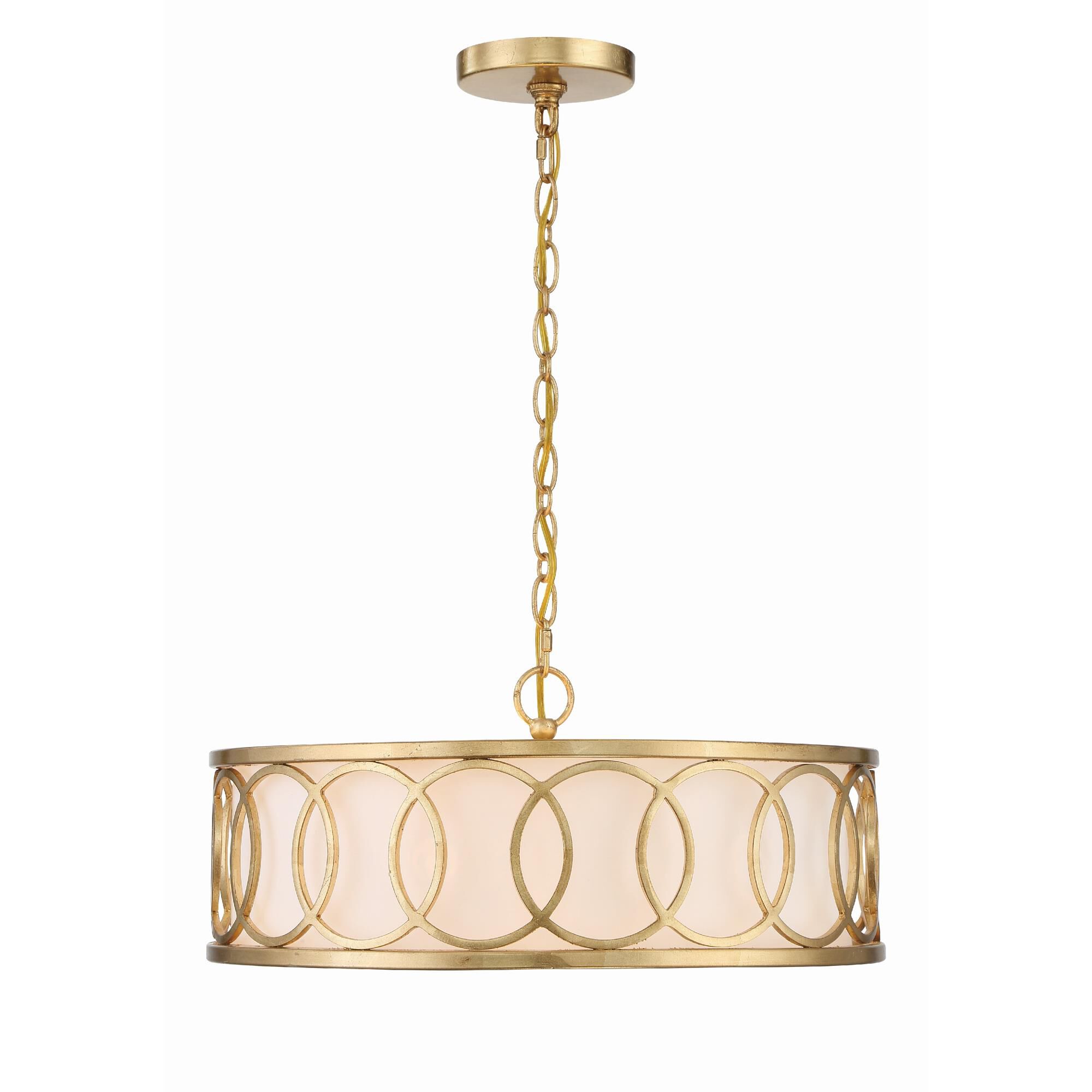 Shown in Antique Gold finish and Silk glass and Silk shade
