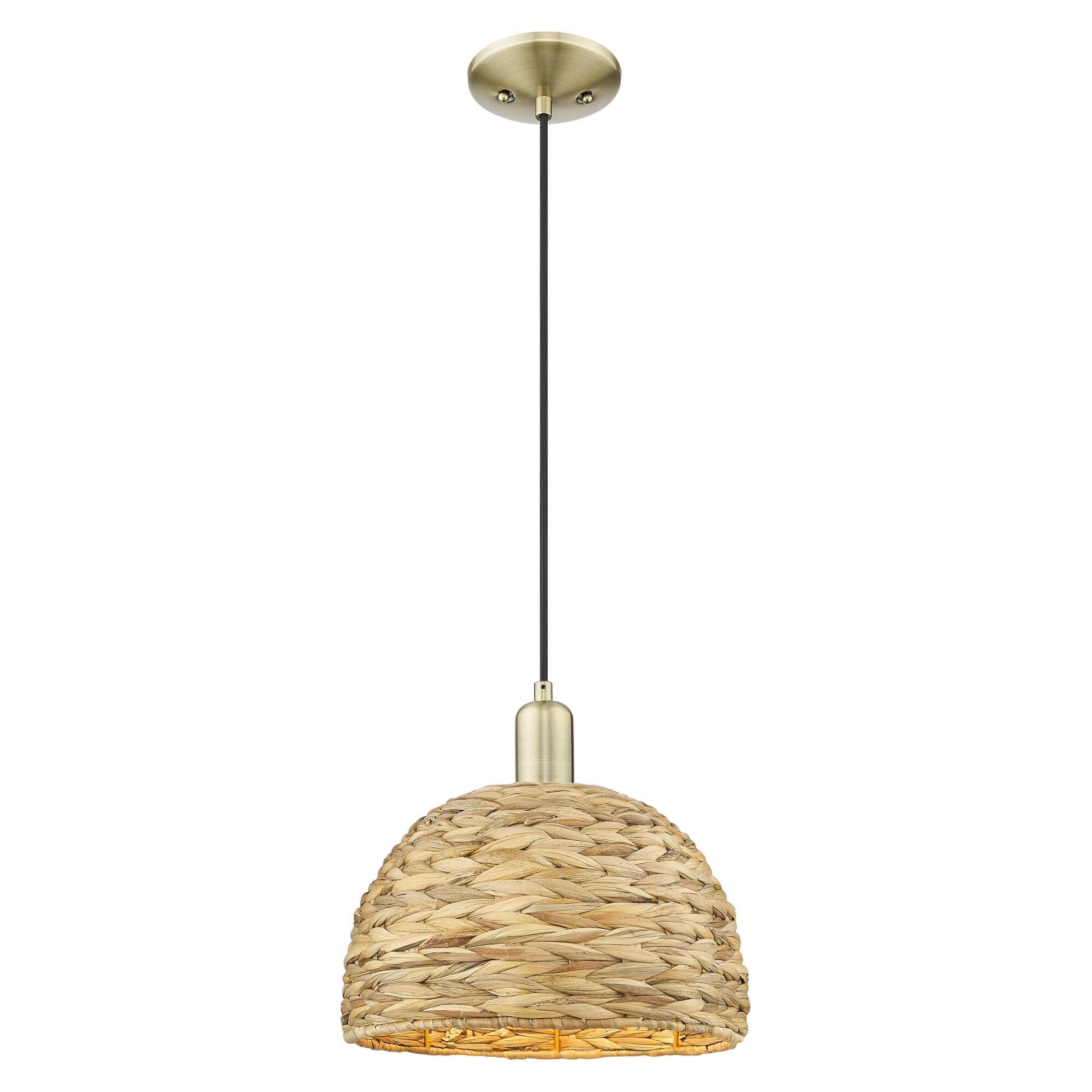 Bruno Marashlian Woven Rattan 12 Inch Mini Pendant by Innovations Lighting