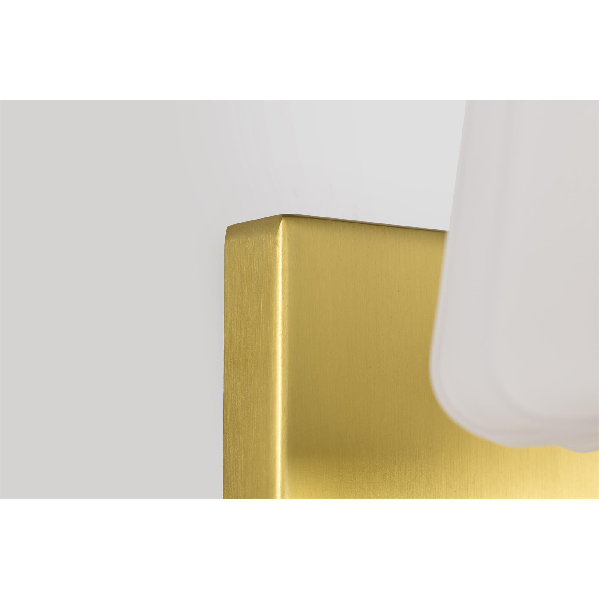 Shown in Vintage Brass finish and Etched White glass
