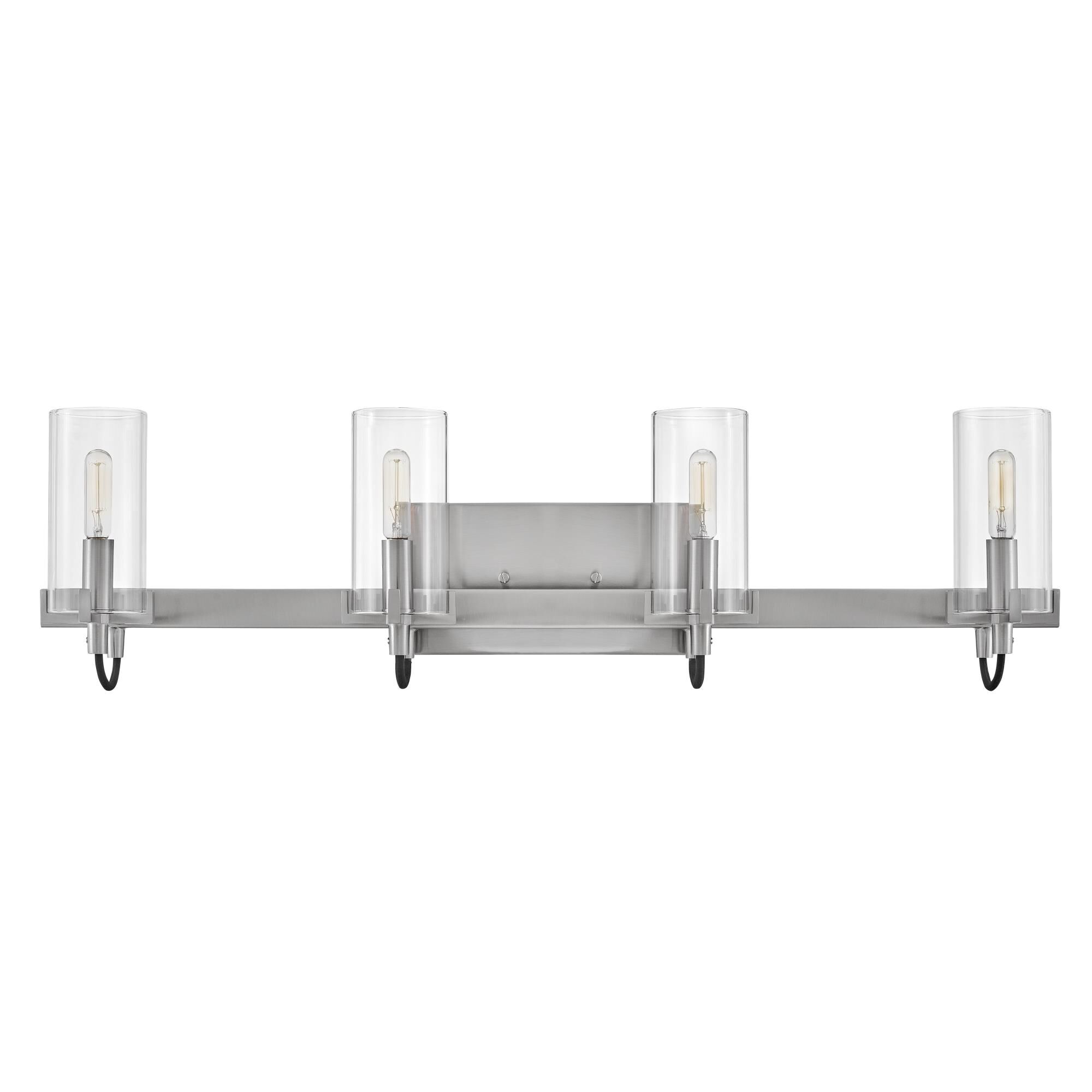 Shown in Brushed Nickel finish and Clear glass