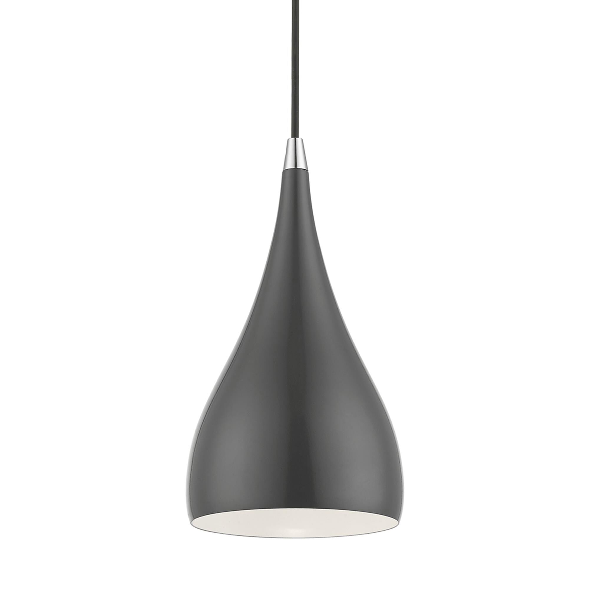 Shown in Shiny Dark Gray with Polished Chrome Accents finish and Shiny Dark Gray Aluminum With Shiny White Inside shade
