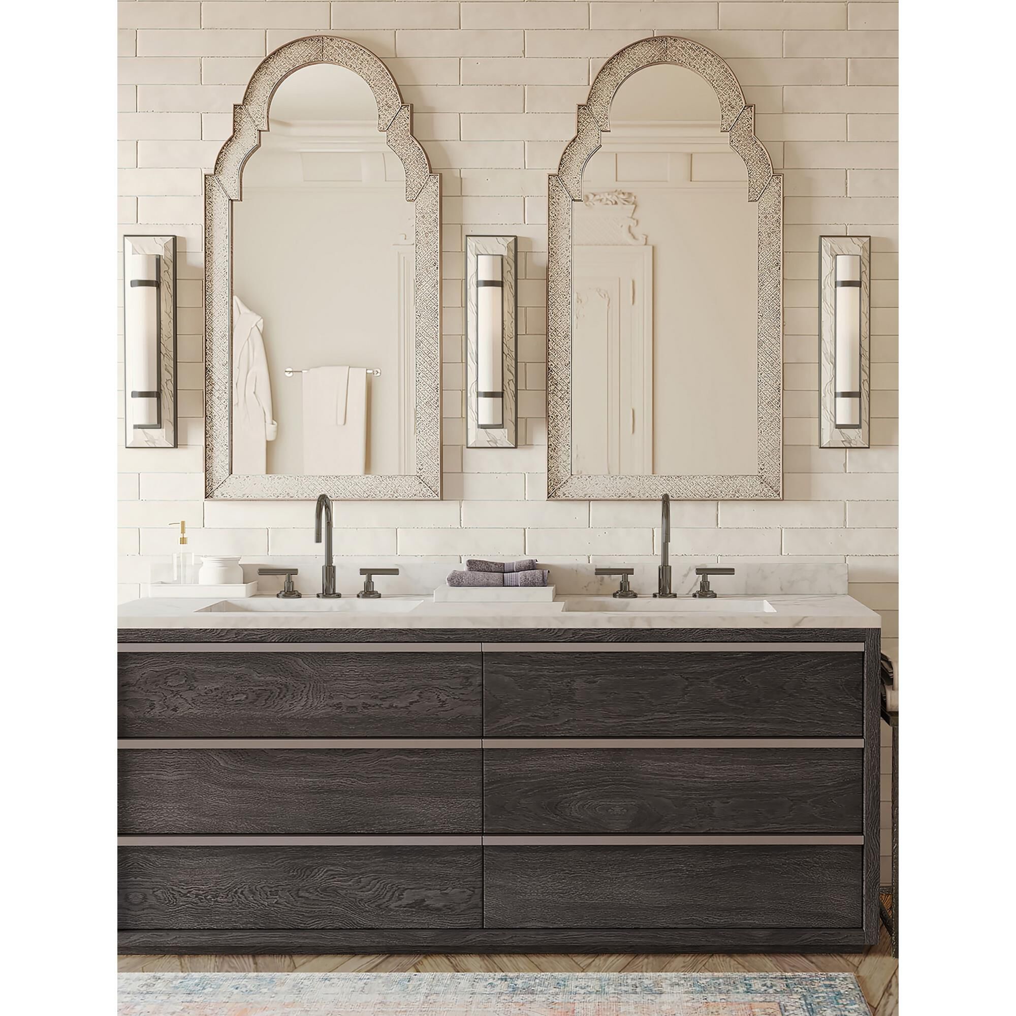 Shown in Natural Alabaster-Oil Rubbed Bronze-Opaque-White finish