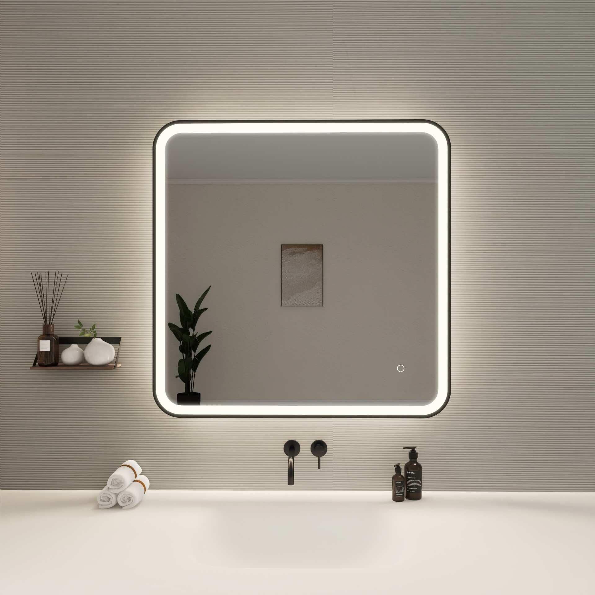 Harmoni 33 Inch Round LED Lighted Mirror by Elegant Decor