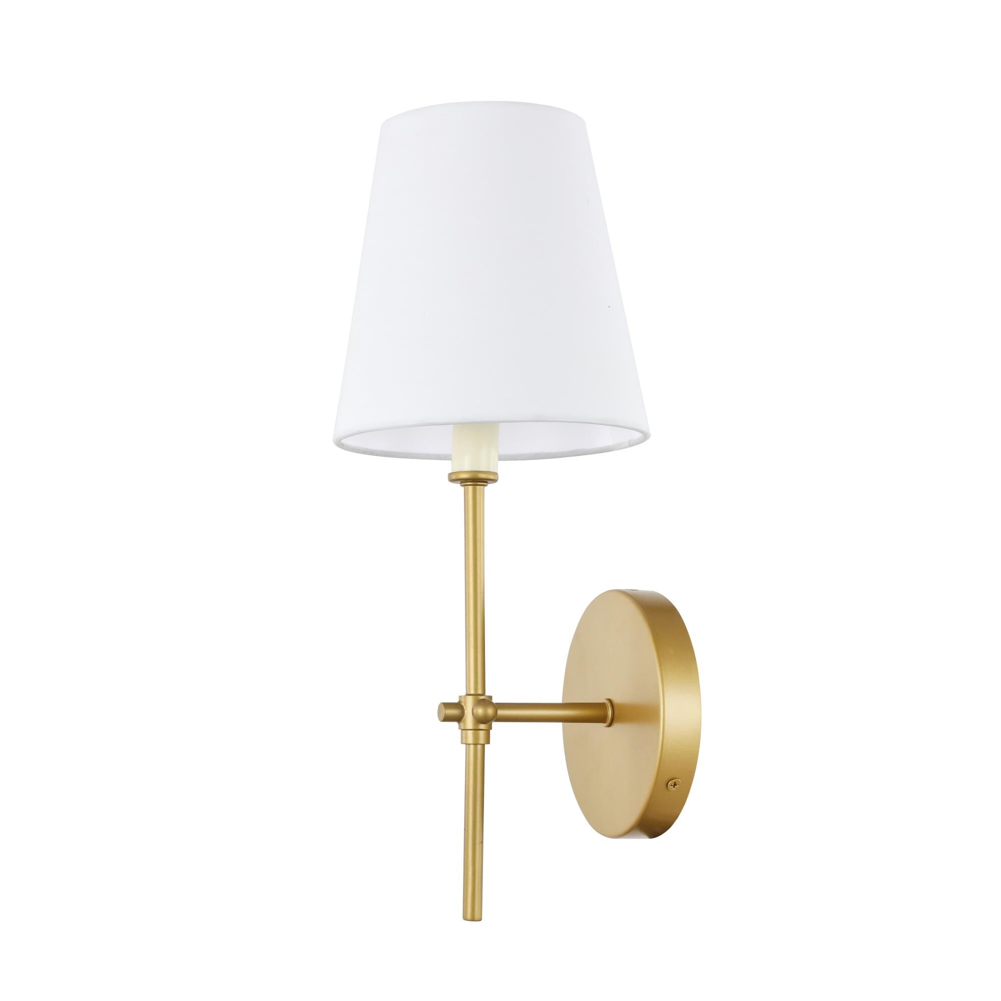 Shown in Brass finish and White Fabric shade