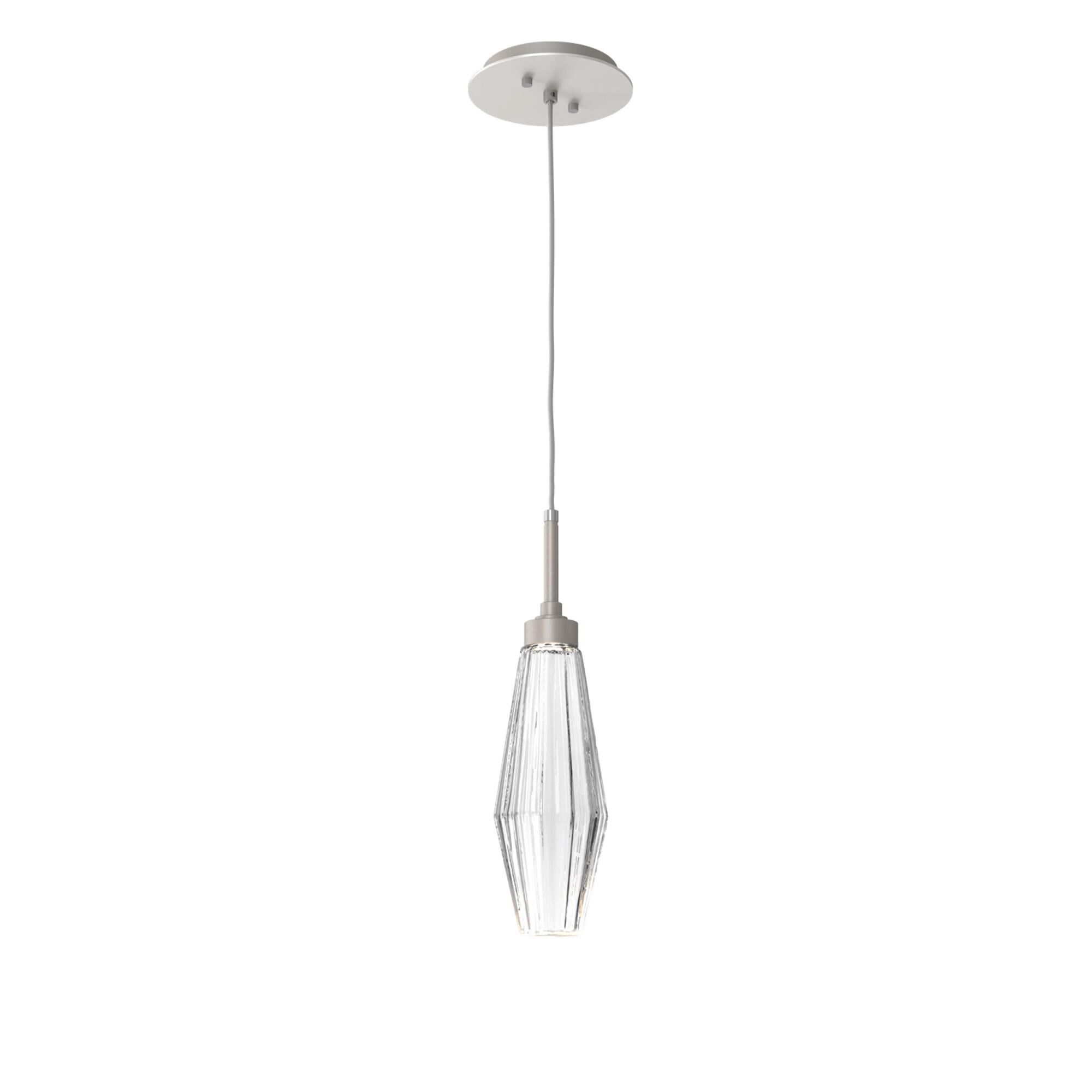 Shown in Metallic Beige Silver finish and Optic Rib Clear glass
