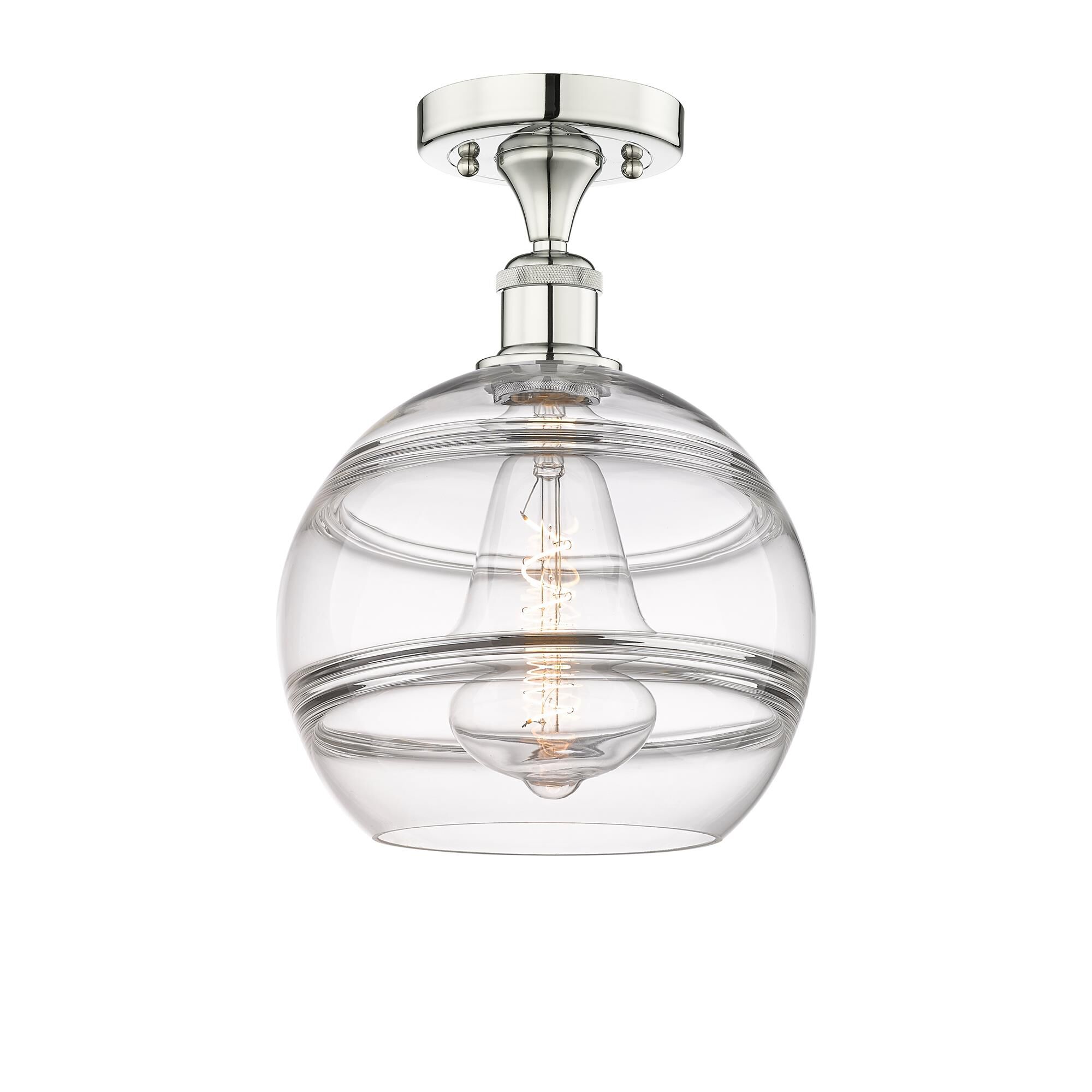 Shown in Polished Nickel finish and Clear glass