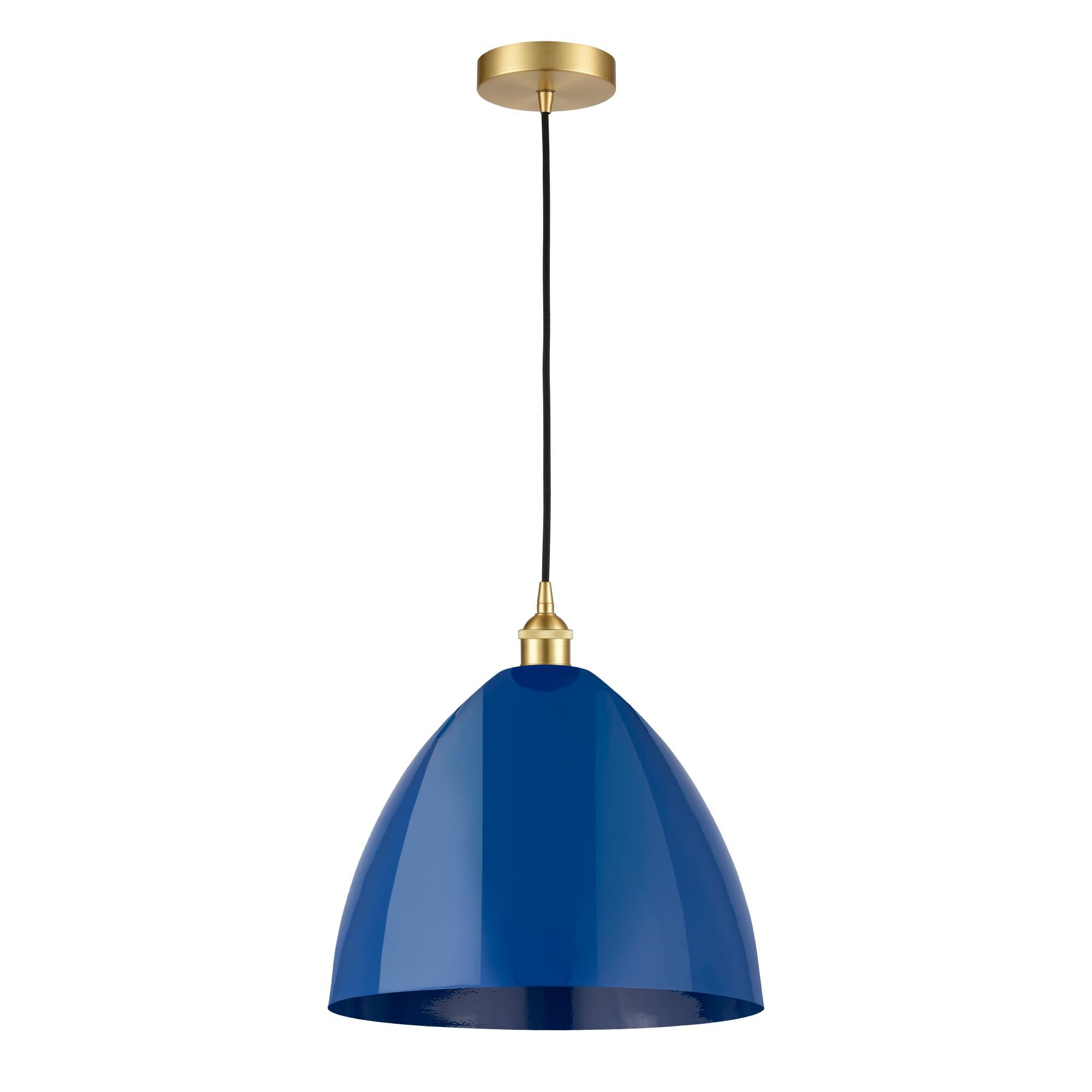 Shown in Satin Gold finish and Blue Plymouth Dome shade