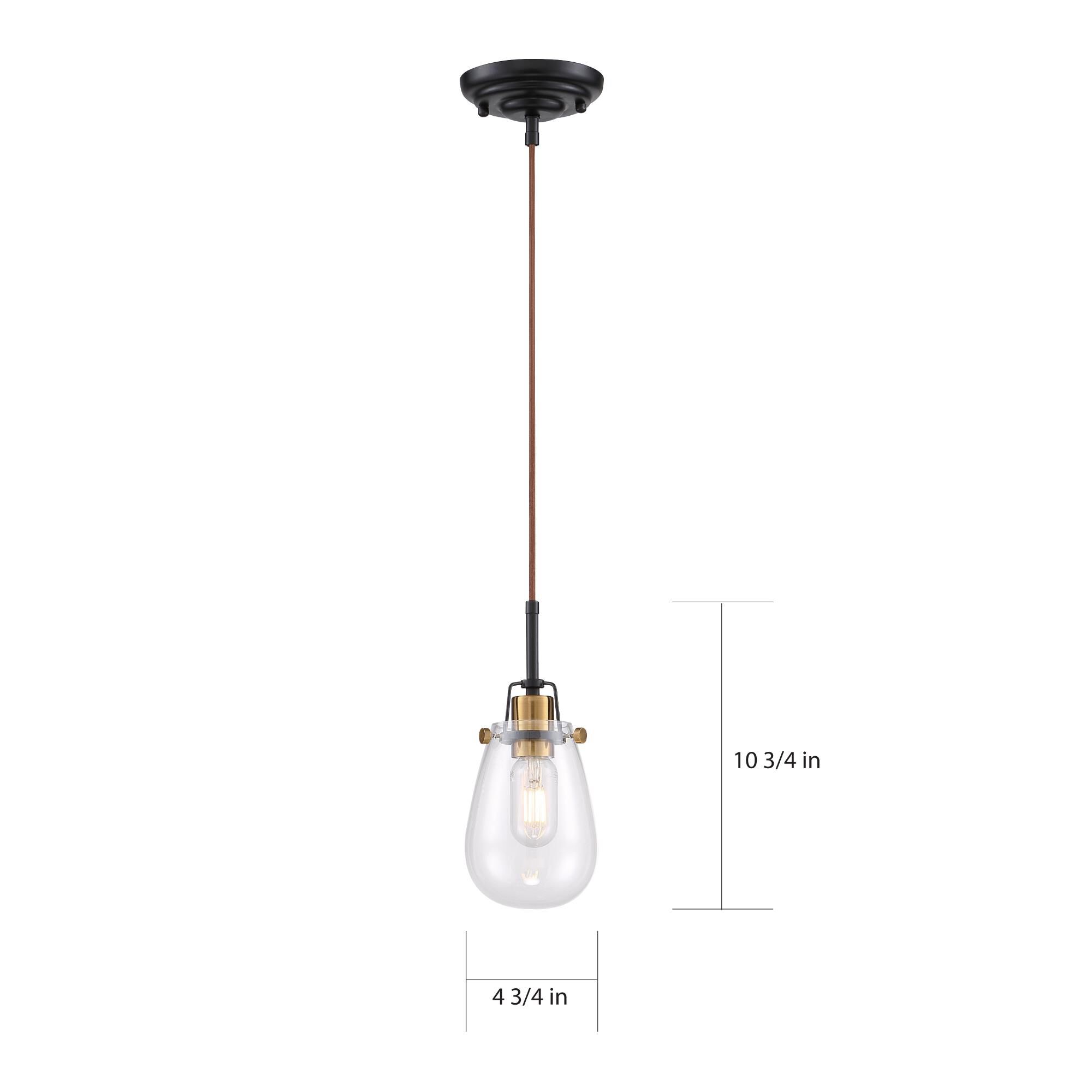 Shown in Black with Vintage Brass finish and Clear glass