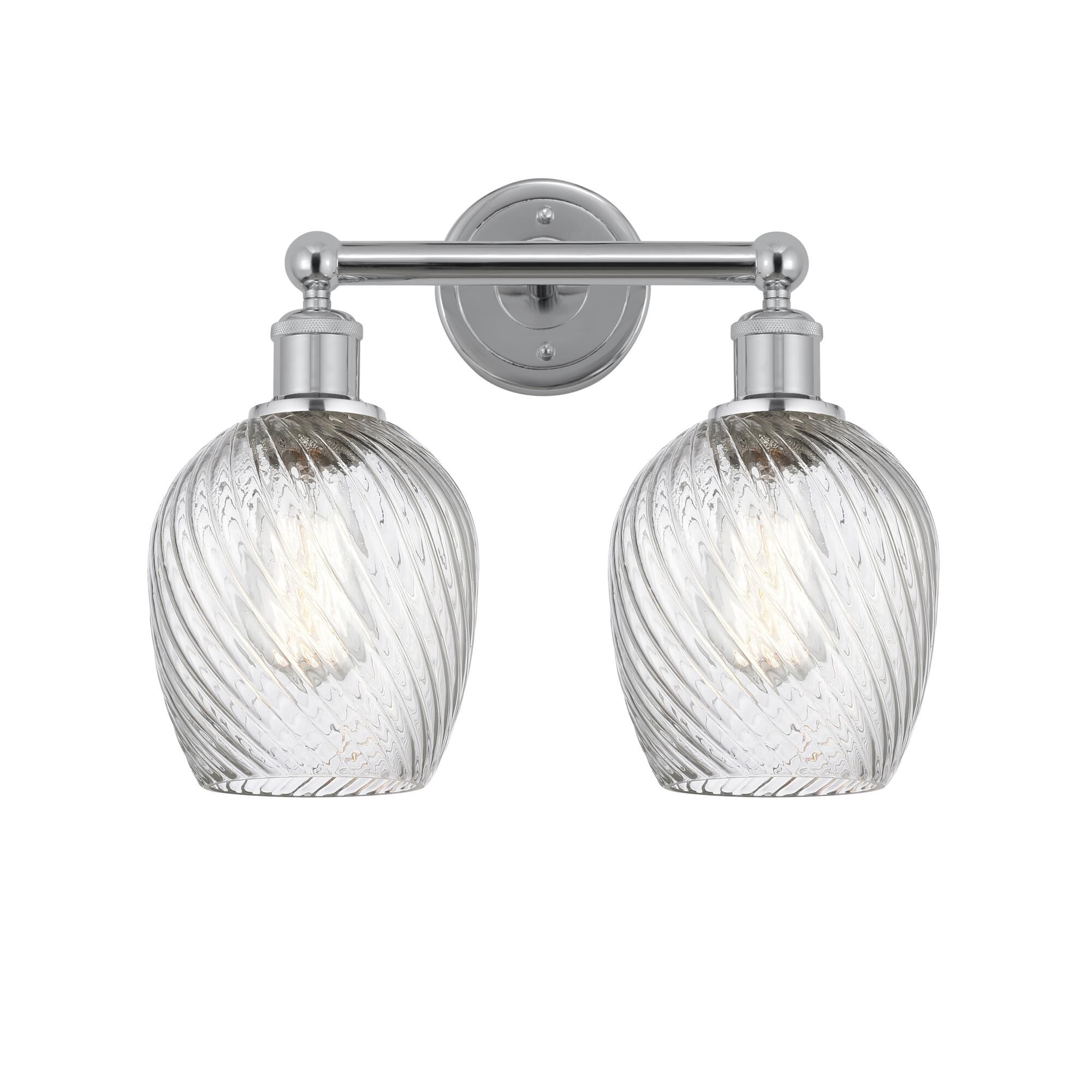 Shown in Polished Chrome, Clear Spiral Fluted finish and Clear Spiral Fluted glass and Clear Spiral Fluted Glass shade