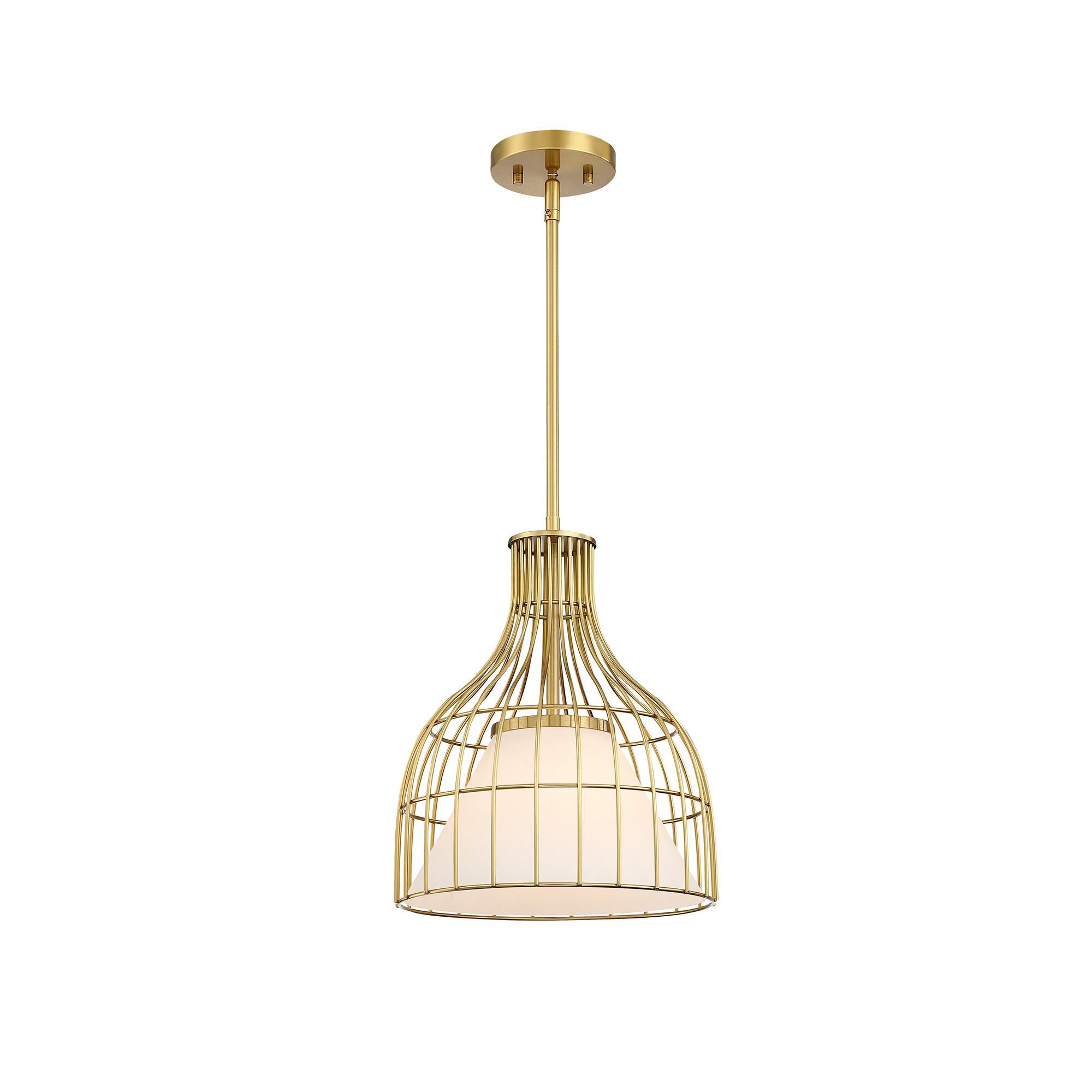 Shown in Brushed Gold finish and Etched Opal glass