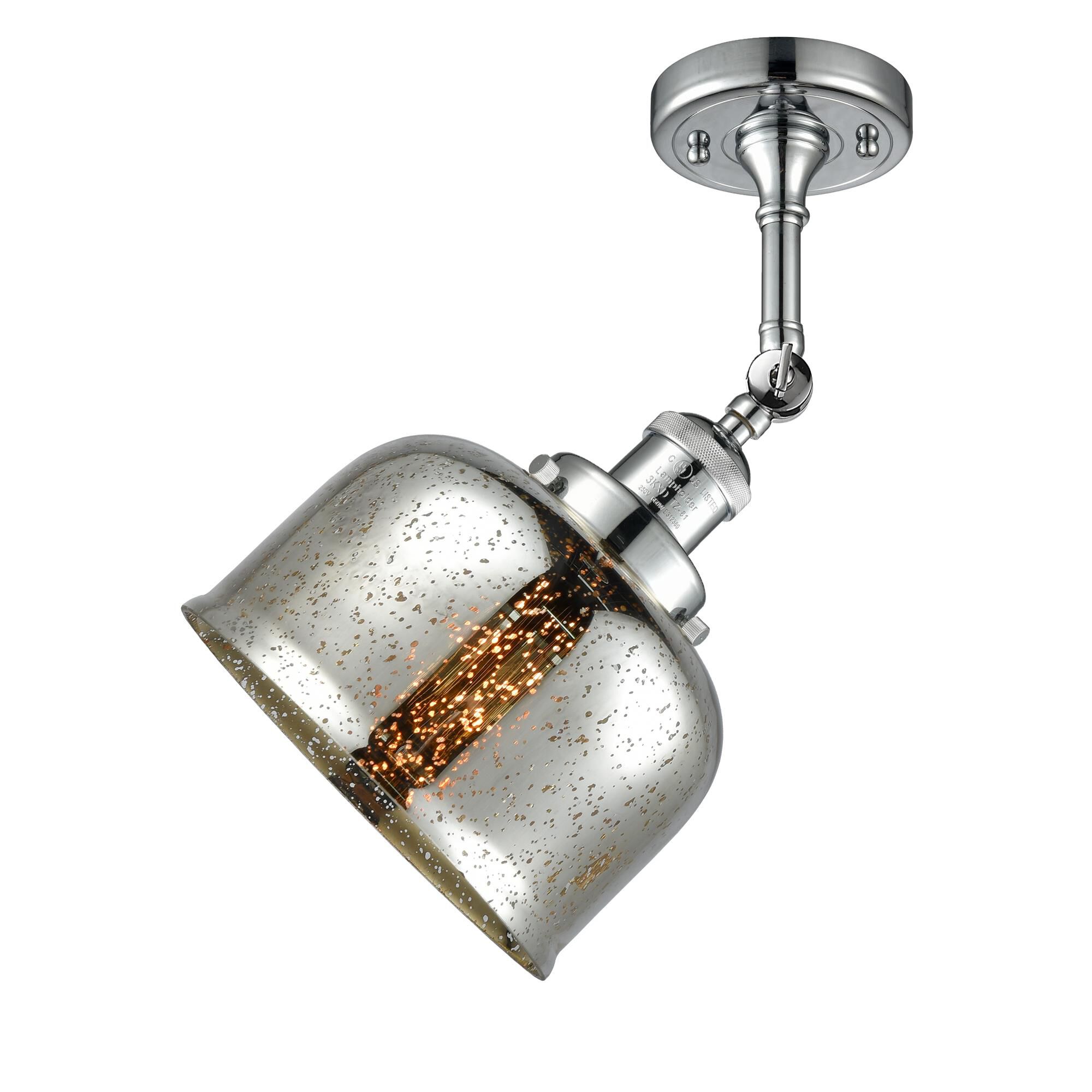 Shown in Polished Chrome finish and Silver Plated Mercury Large Bell glass and No Accent accent