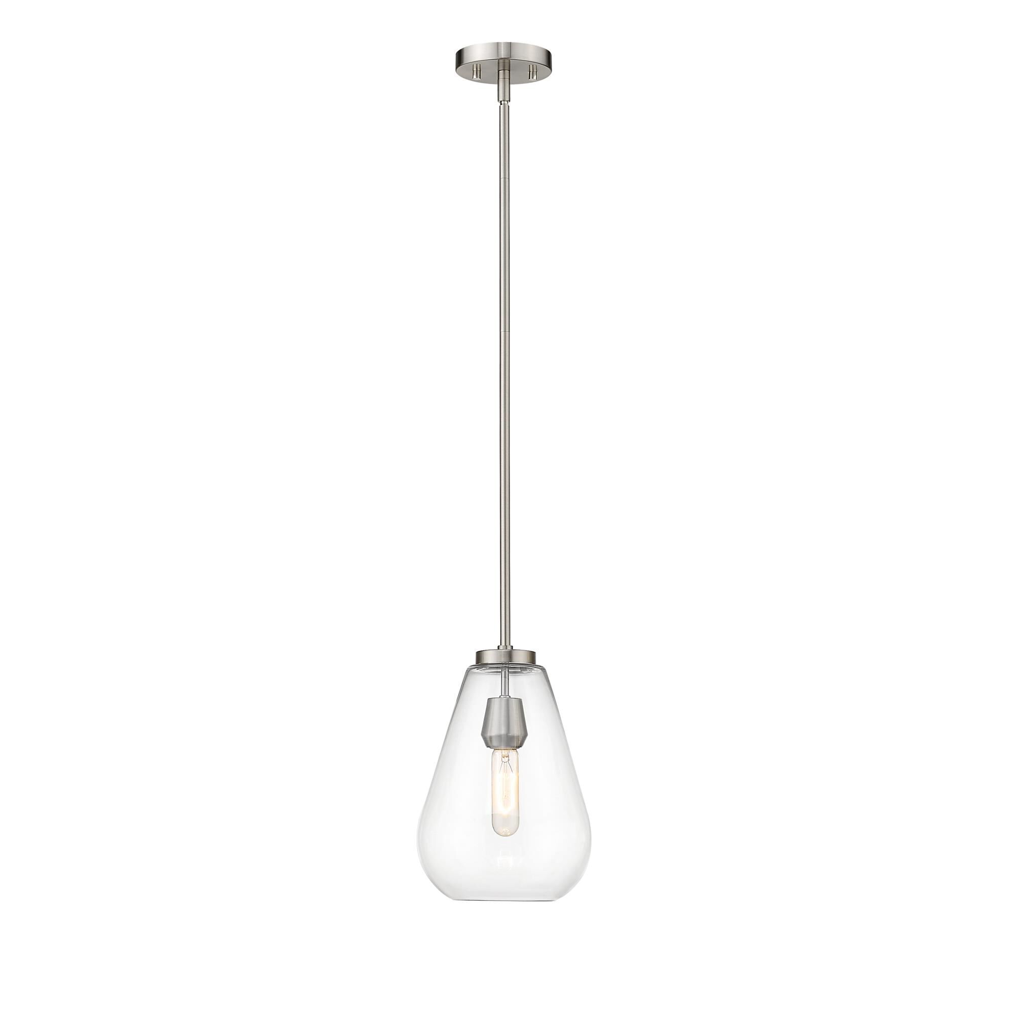 Shown in Brushed Nickel finish and Glass shade