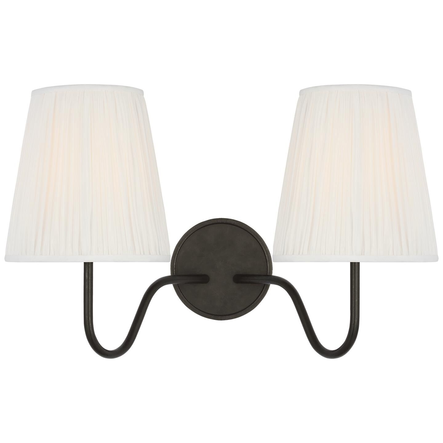 Shown in Aged Iron finish and Silk Pleated shade
