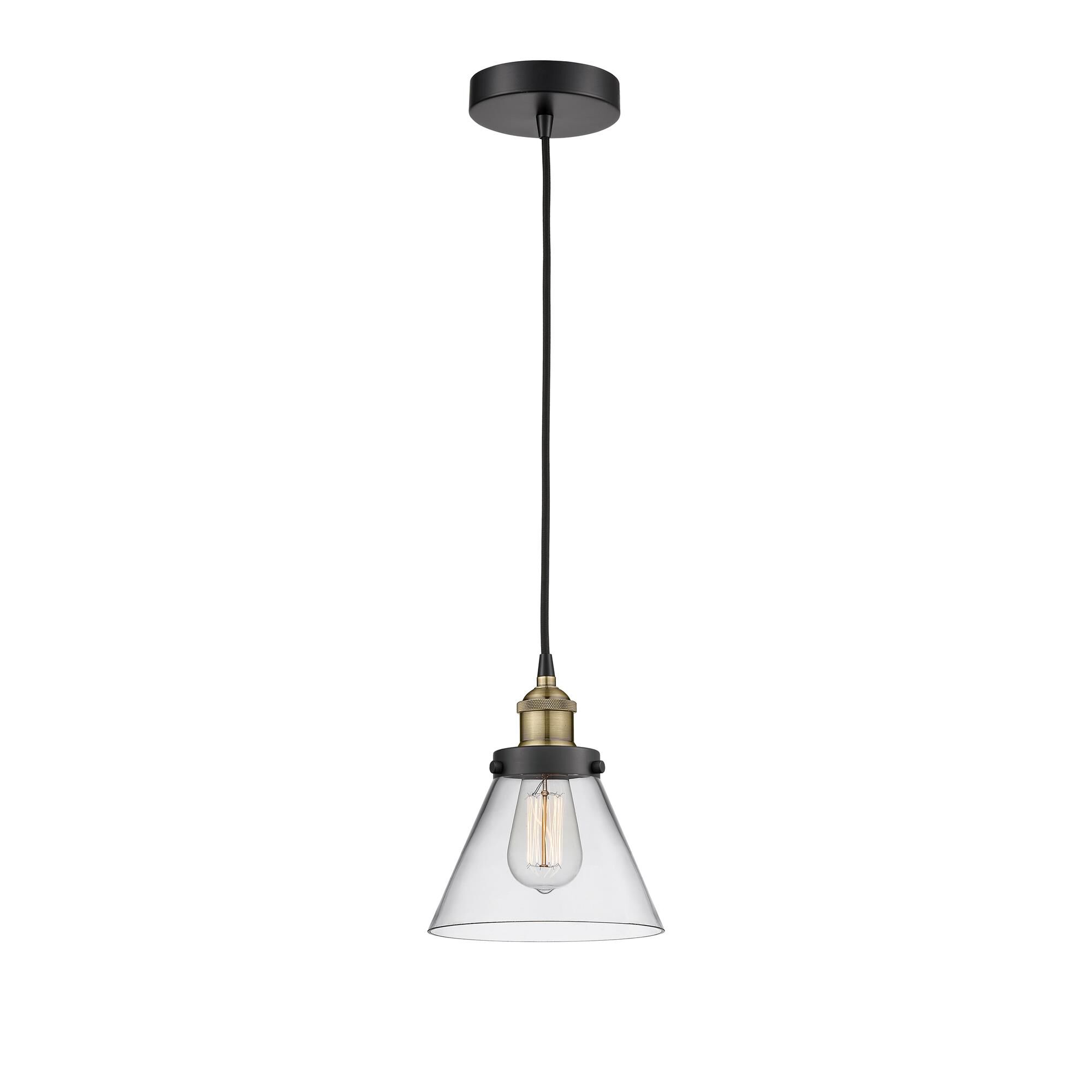 Shown in Black Antique Brass finish and Clear glass