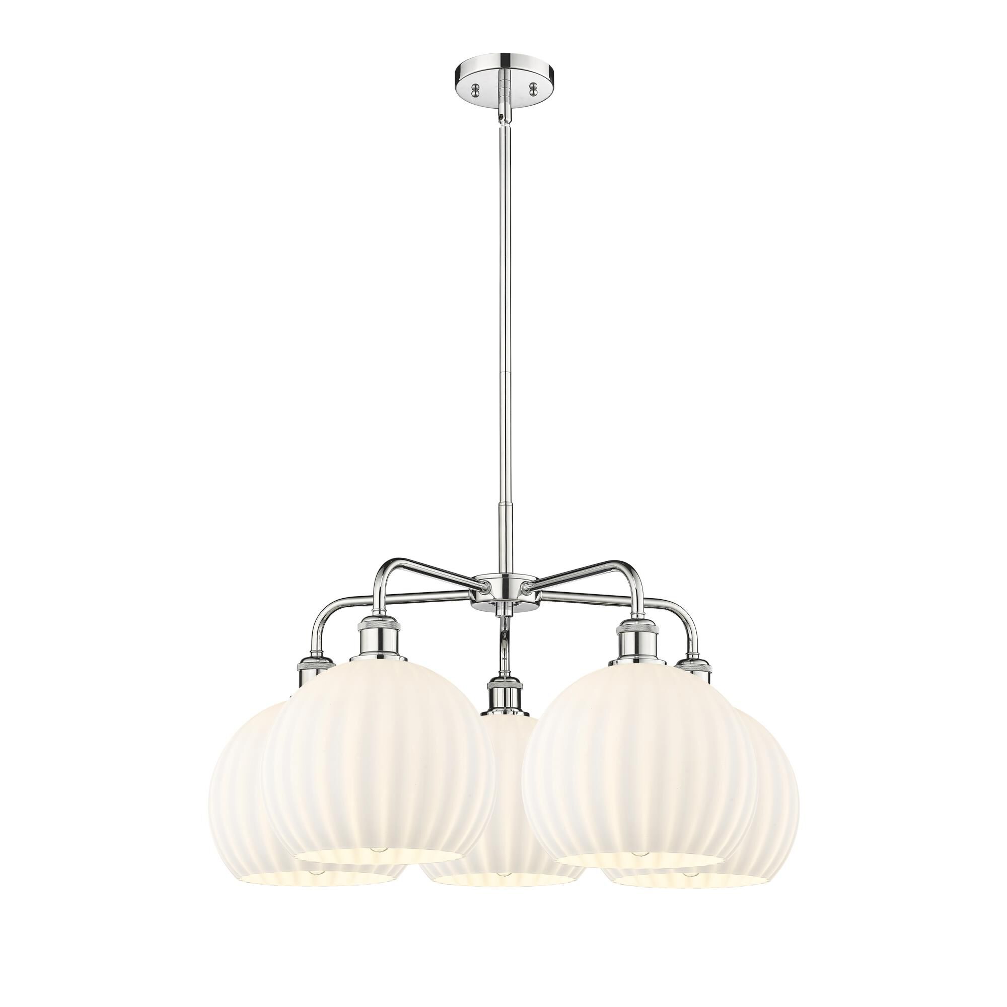 Shown in Polished Chrome finish and White Venetian glass