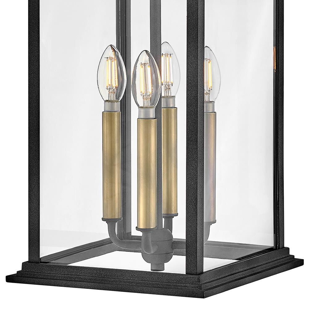 Shown in Aged Zinc with Heritage Brass Accents finish and Clear glass