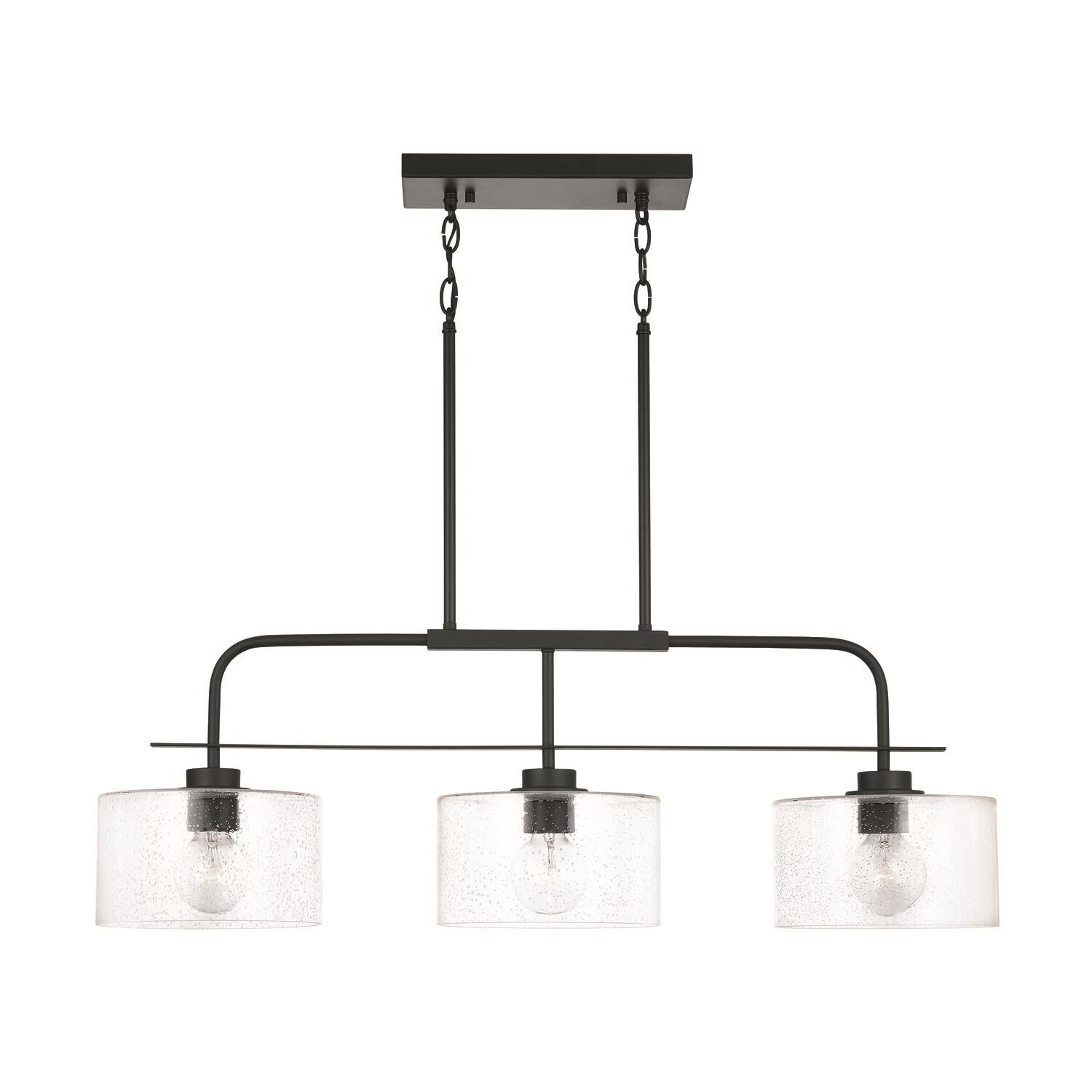 Shown in Matte Black finish and Clear Seeded glass