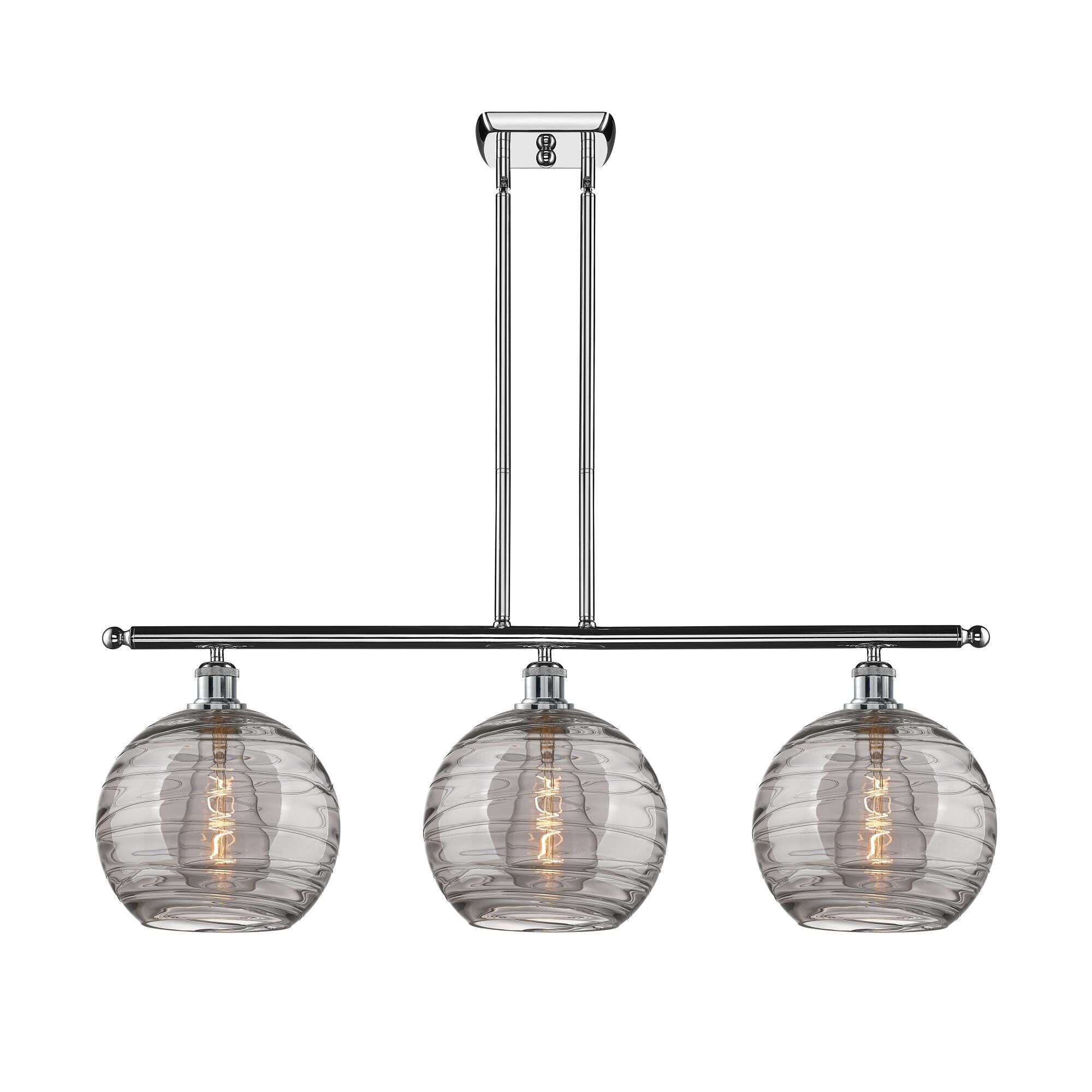 Shown in Polished Chrome finish and Light Smoke Deco Swirl glass