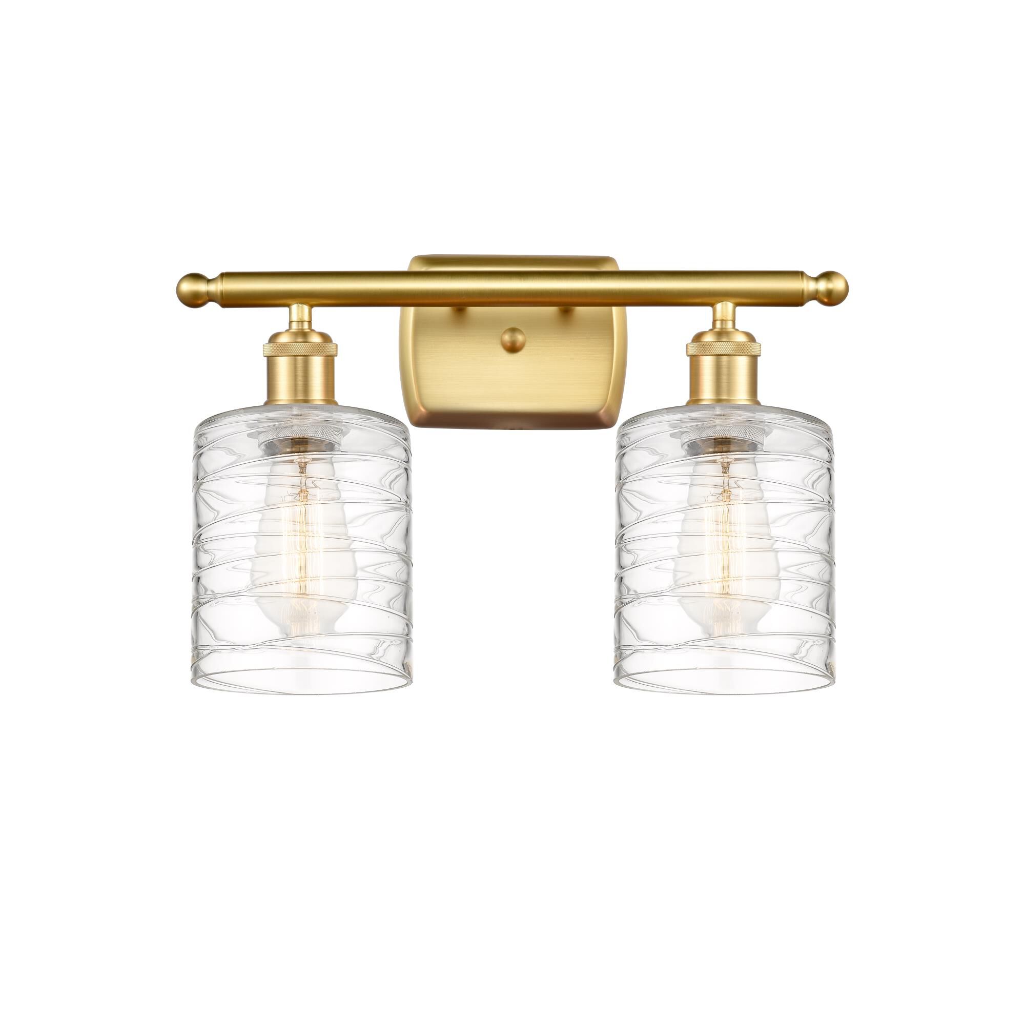 Shown in Satin Gold finish and Deco Swirl Cobbleskill glass