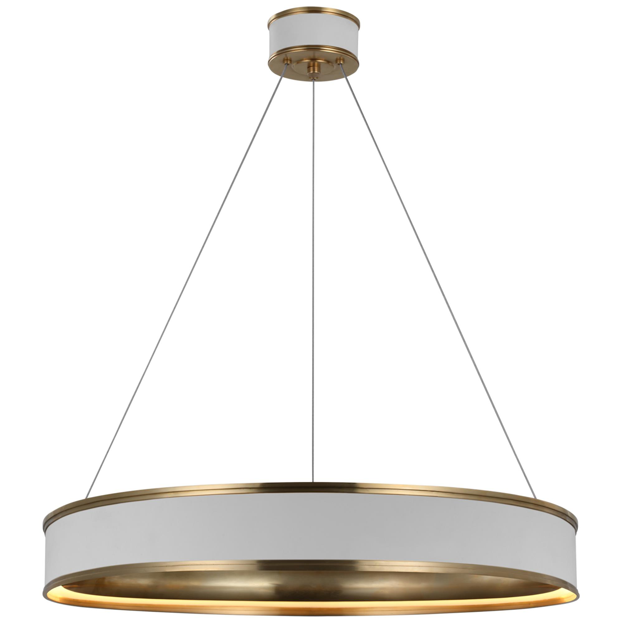 Shown in Matte White And Antique-Burnished Brass finish