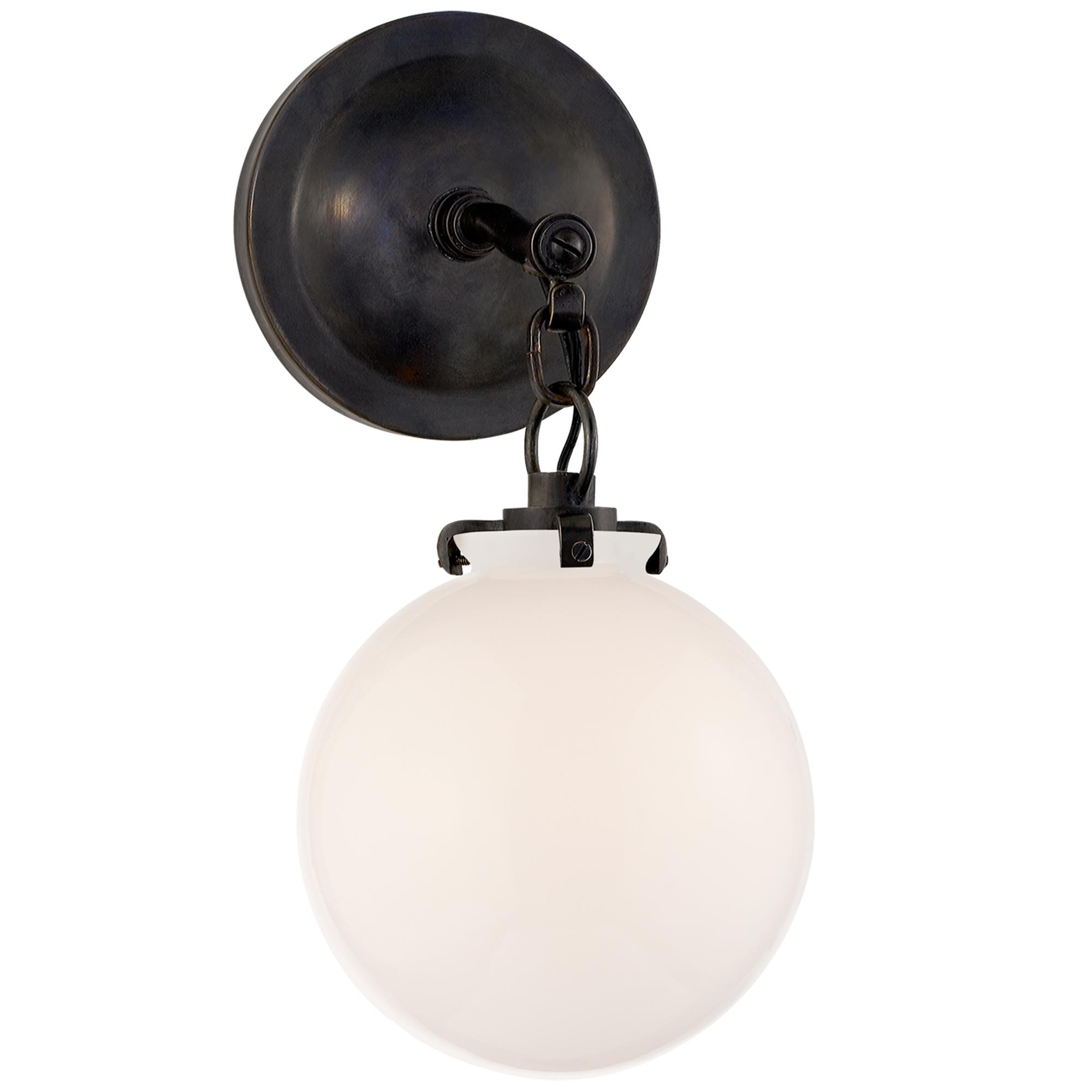 Shown in Bronze finish and White glass
