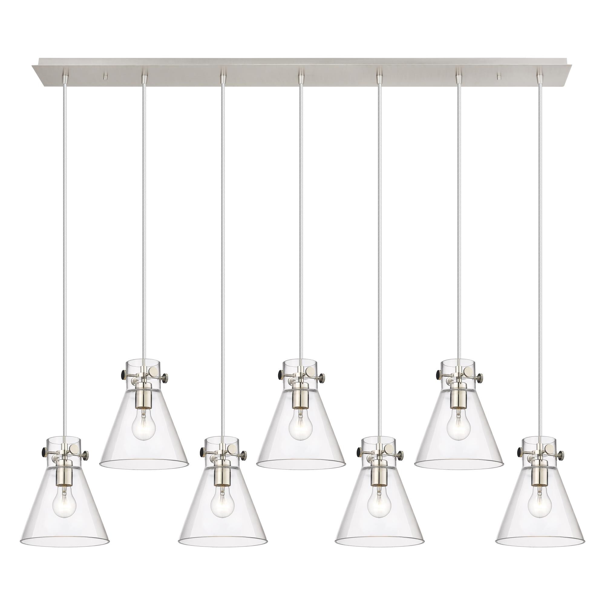 Shown in Polished Nickel finish and Clear glass and Clear Glass shade