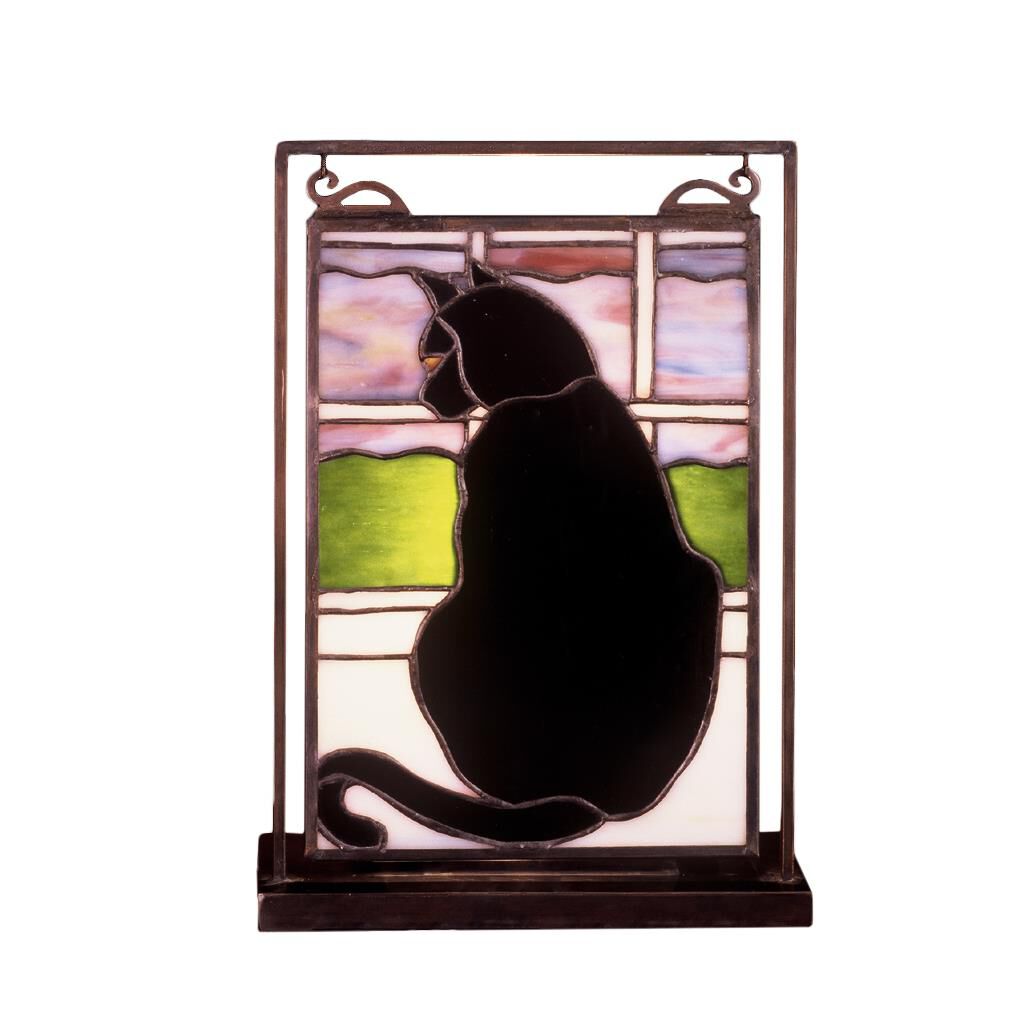 Cat In Window Stained Glass Panel by Meyda Lighting