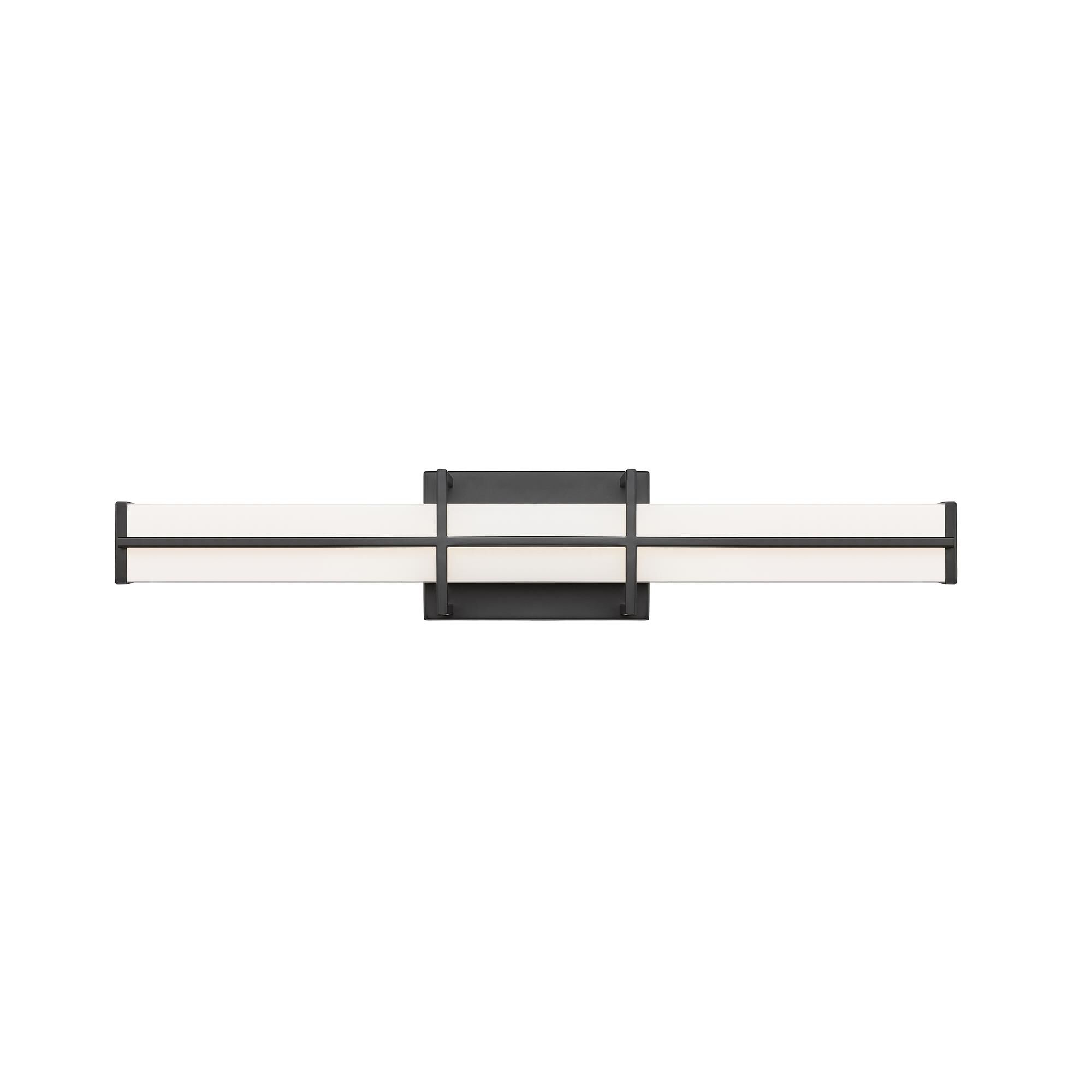 Shown in Matte Black finish and Frosted glass and Frosted shade