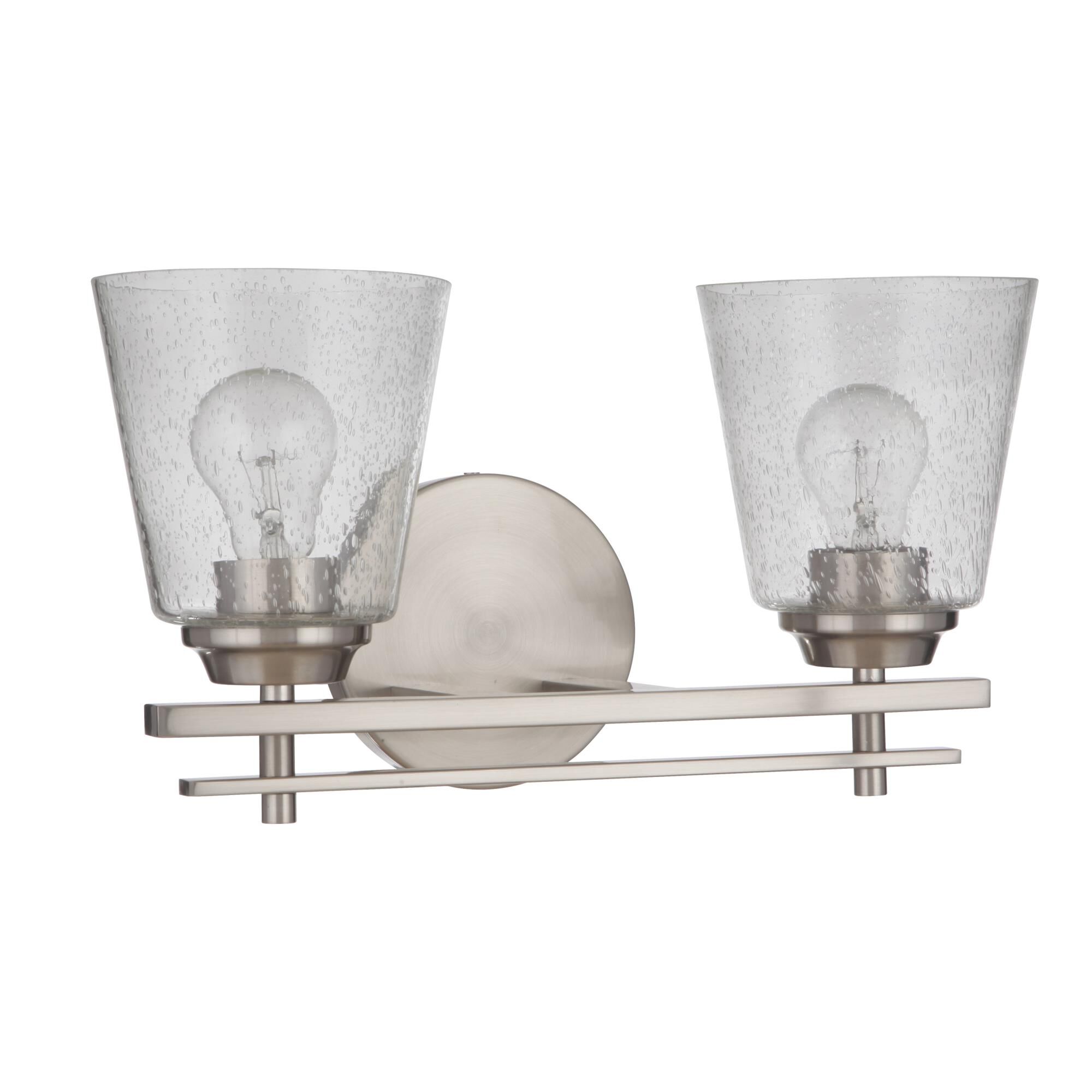 Shown in Brushed Polished Nickel finish and Clear Seeded glass and Glass shade